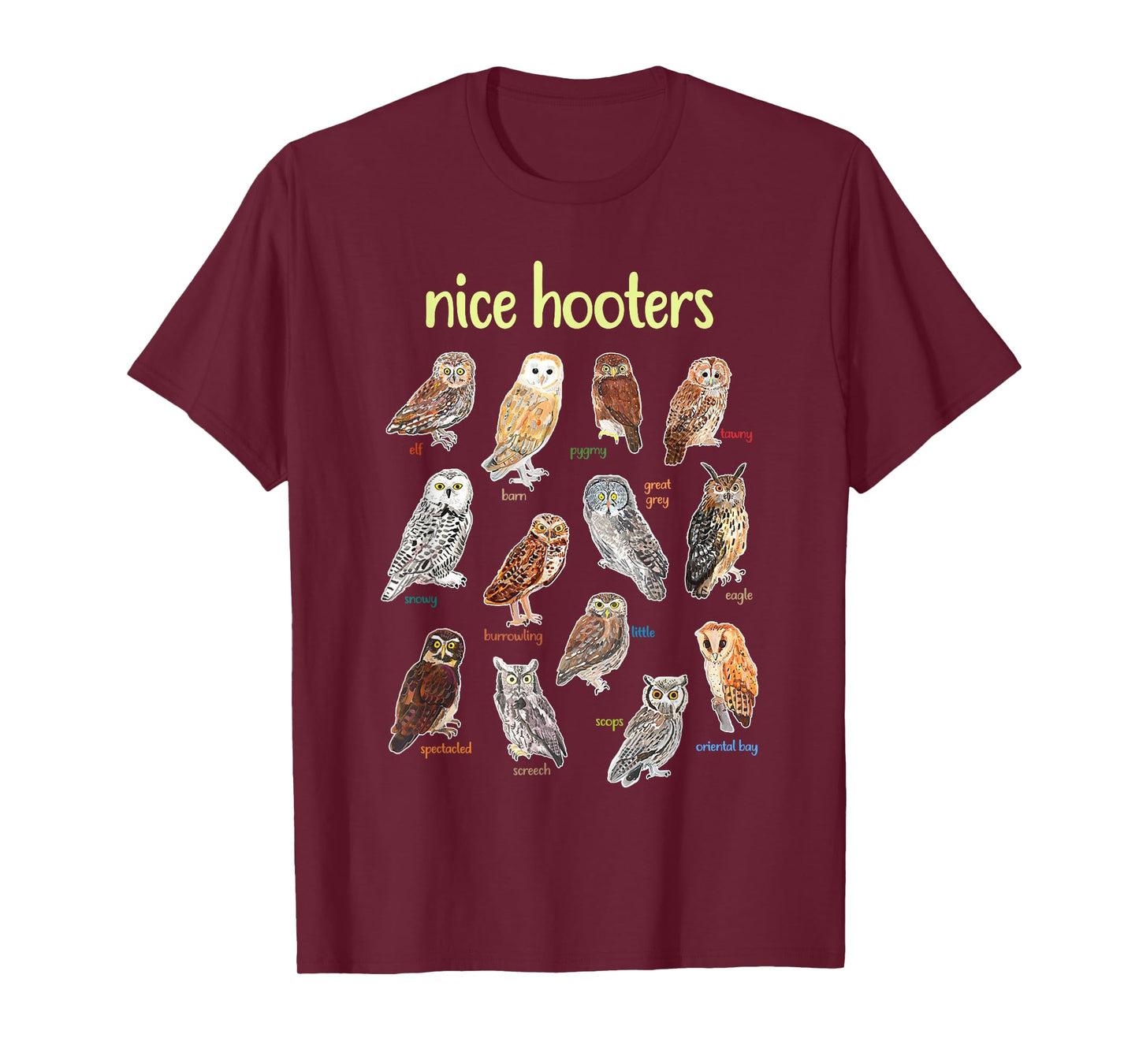 Nice Hooters Owl Bird Pun Funny Adult Joke Birdwatcher T-Shirt