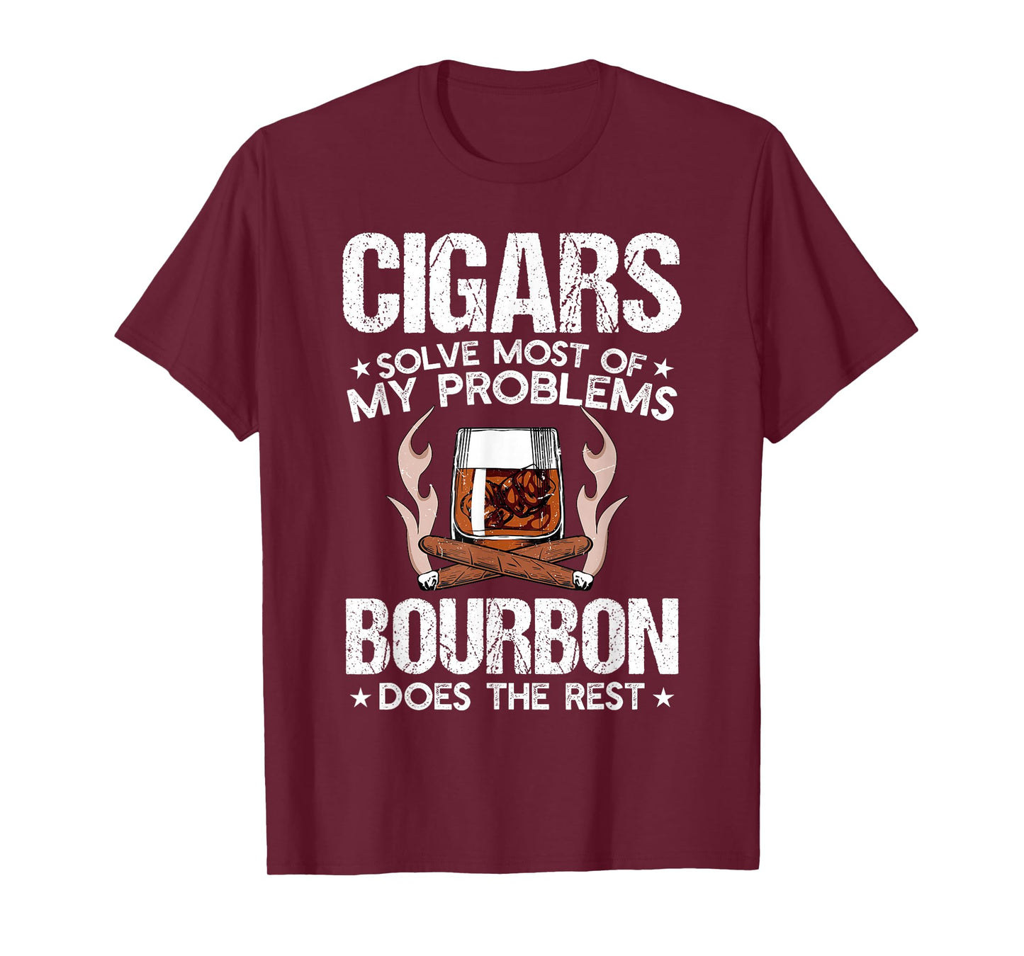 Cigars Solve Most Of My Problems Bourbon Does Rest Vintage T-Shirt
