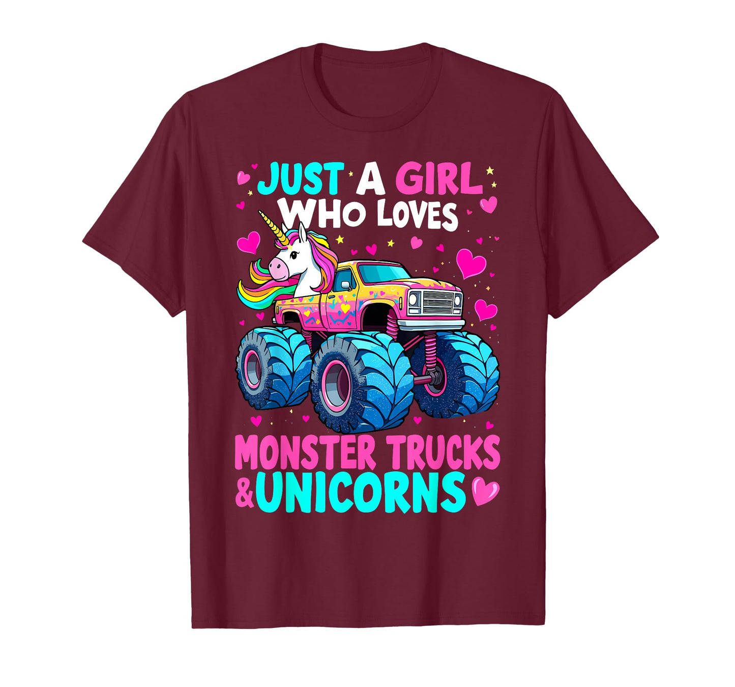 Monster Truck Just a Girl Who Loves Monster Trucks Unicorns T-Shirt