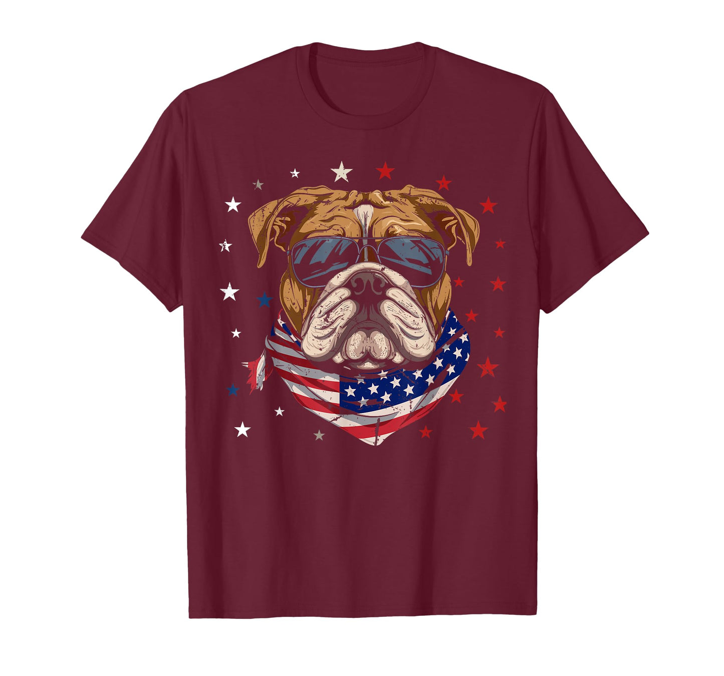 Patriotic American Bulldog USA Flag Dog 4th Of July Women Kids Men T-Shirt