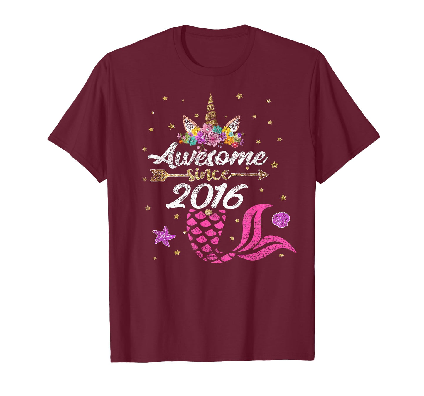 Unicorn Shirt Mermaid Birthday - Awesome Since 2016 Tee Gift T-Shirt