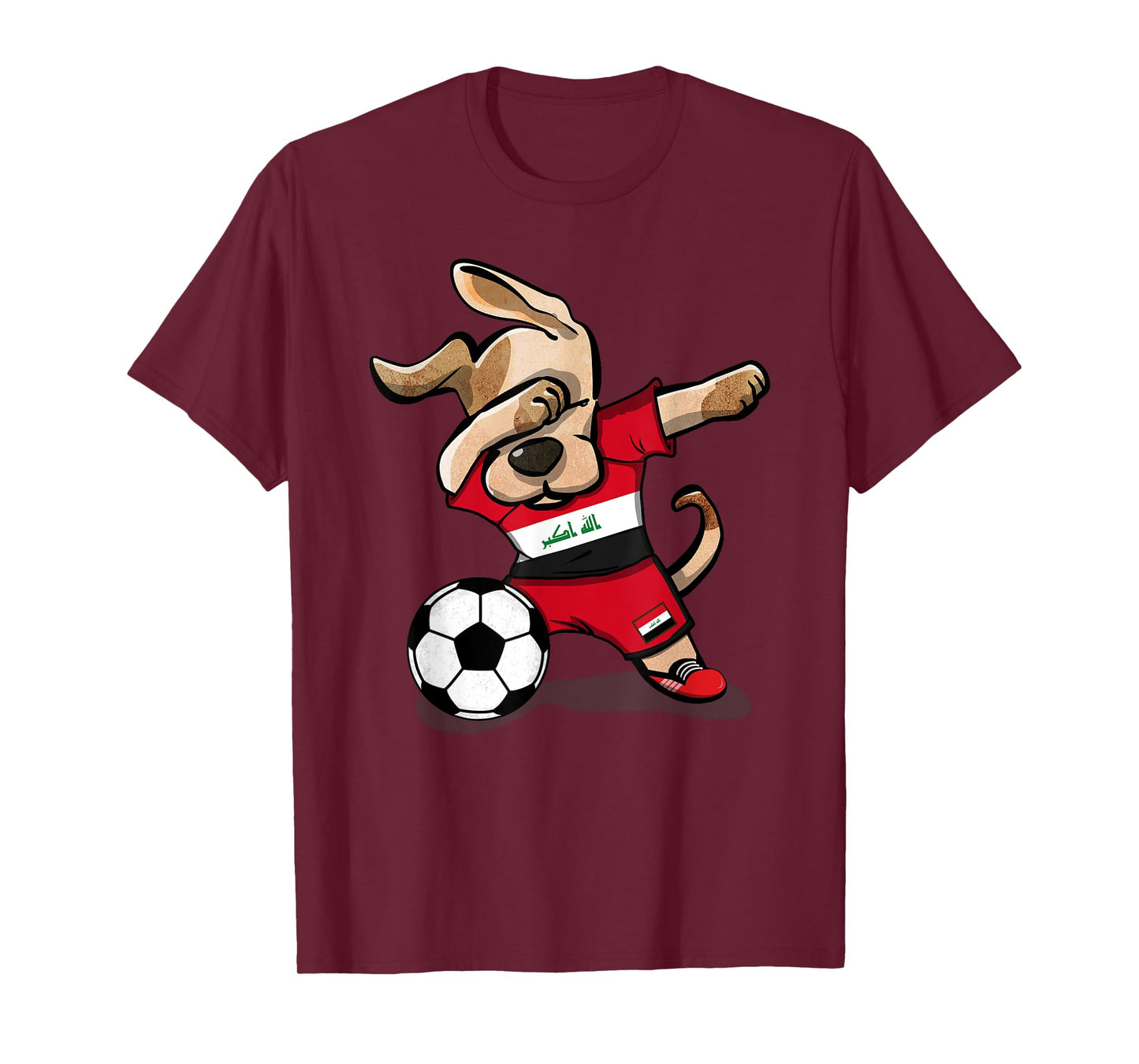 Dabbing Dog Iraq Soccer Fans Jersey Iraqi Football Lovers Men Women Girls Kids T-Shirt
