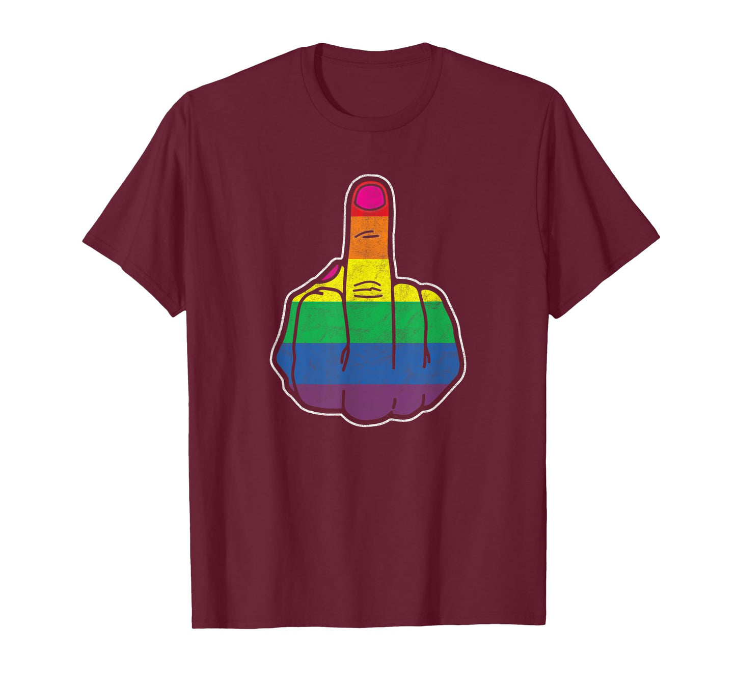 Rainbow Middle Finger - gay pride flag LGBTQ retro equality T-Shirt
