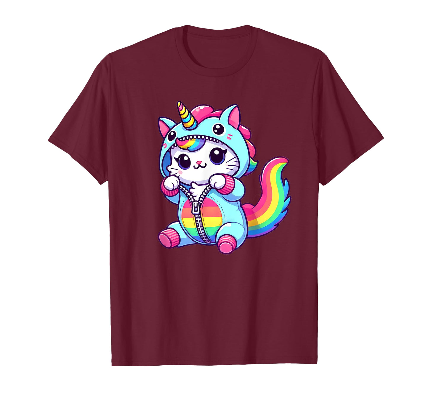 Cat Dressed as Unicorn Funny Cat Lover Women Girls T-Shirt
