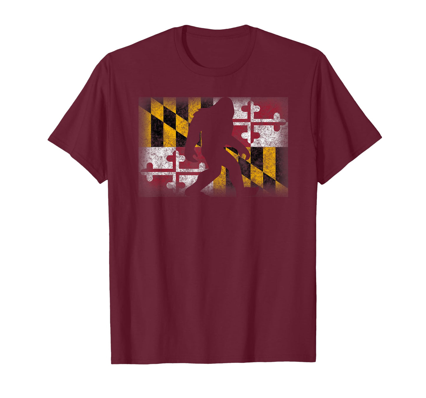 Maryland State Flag Bigfoot Shirt Funny Sasquatch Souvenir T-Shirt