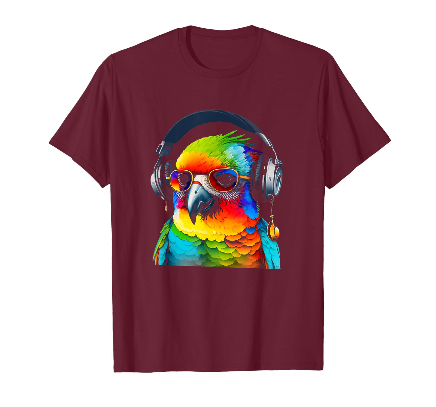 DJ Parrot with Sunglasses Headphones Music Funny Parrot T-Shirt