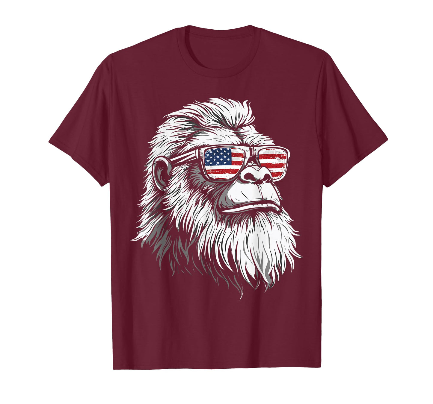 Bigfoot With Sunglasses USA Flag T-Shirt