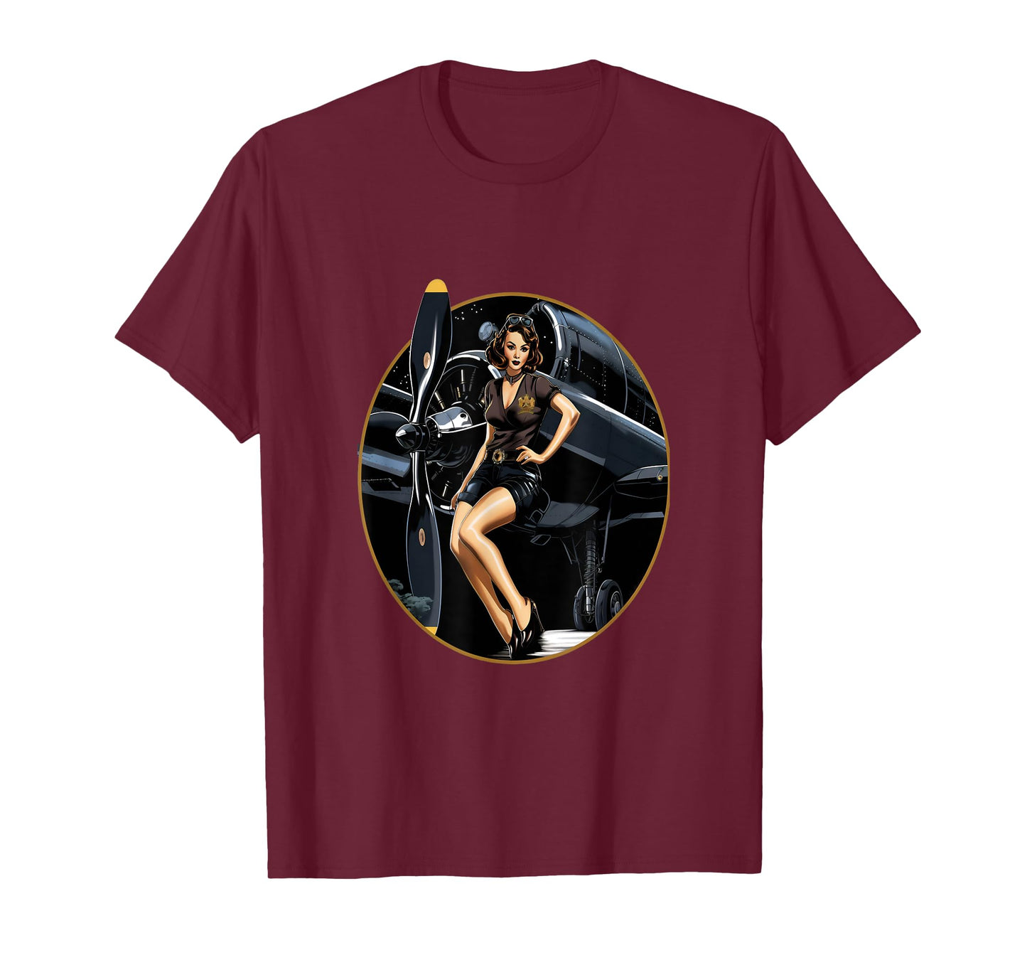 Pinup Girl Warbird Military Aircraft Aviation T-Shirt