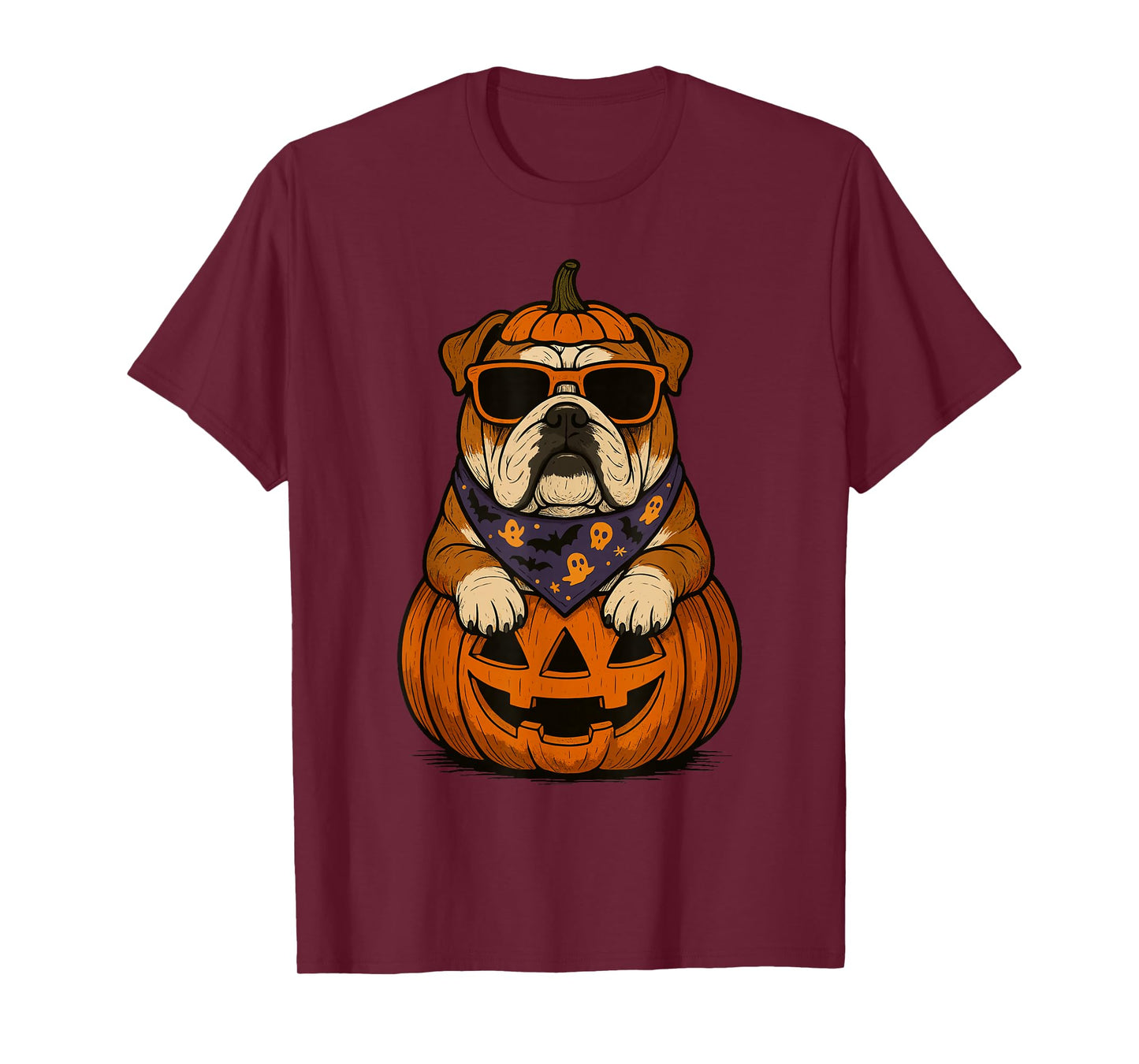 Spooky English Bulldog Pumpkin Halloween Bully Dog Lover T-Shirt