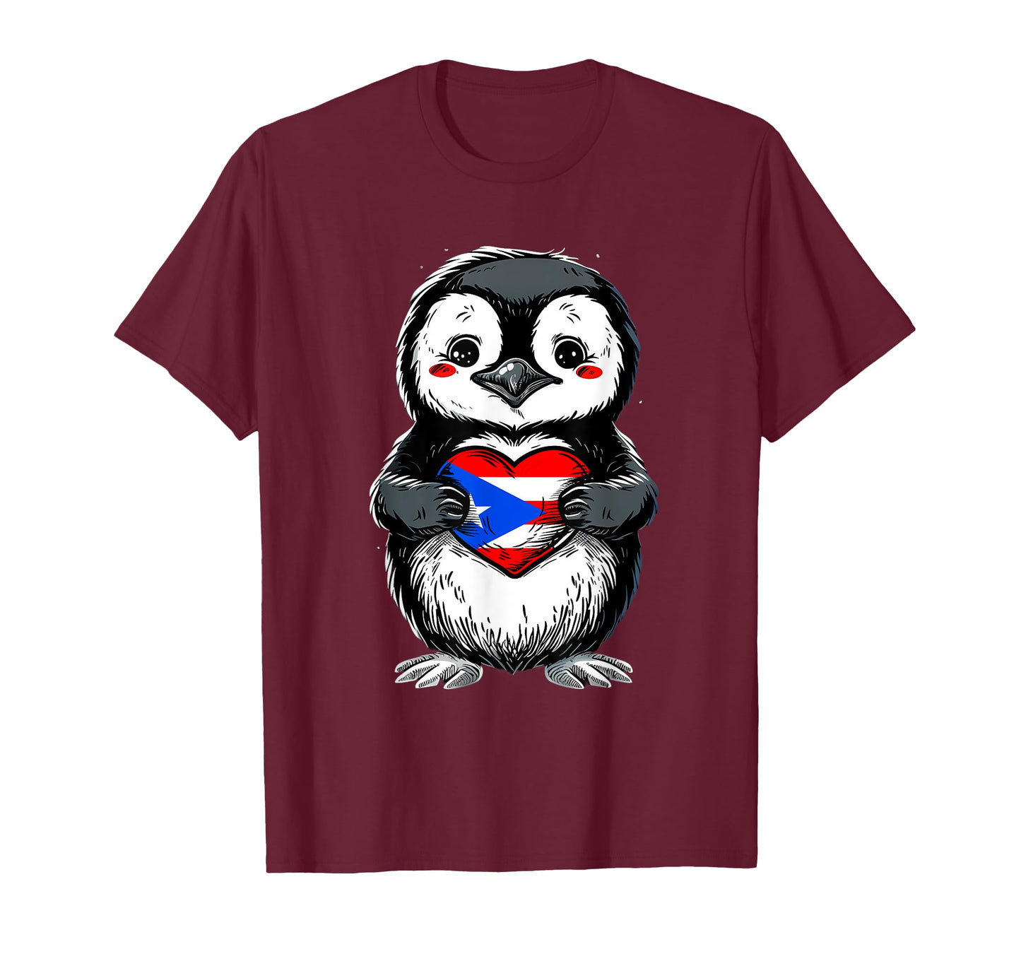Puerto Rico Cute Penguin Heart Puerto Rican Flag Boricua T-Shirt