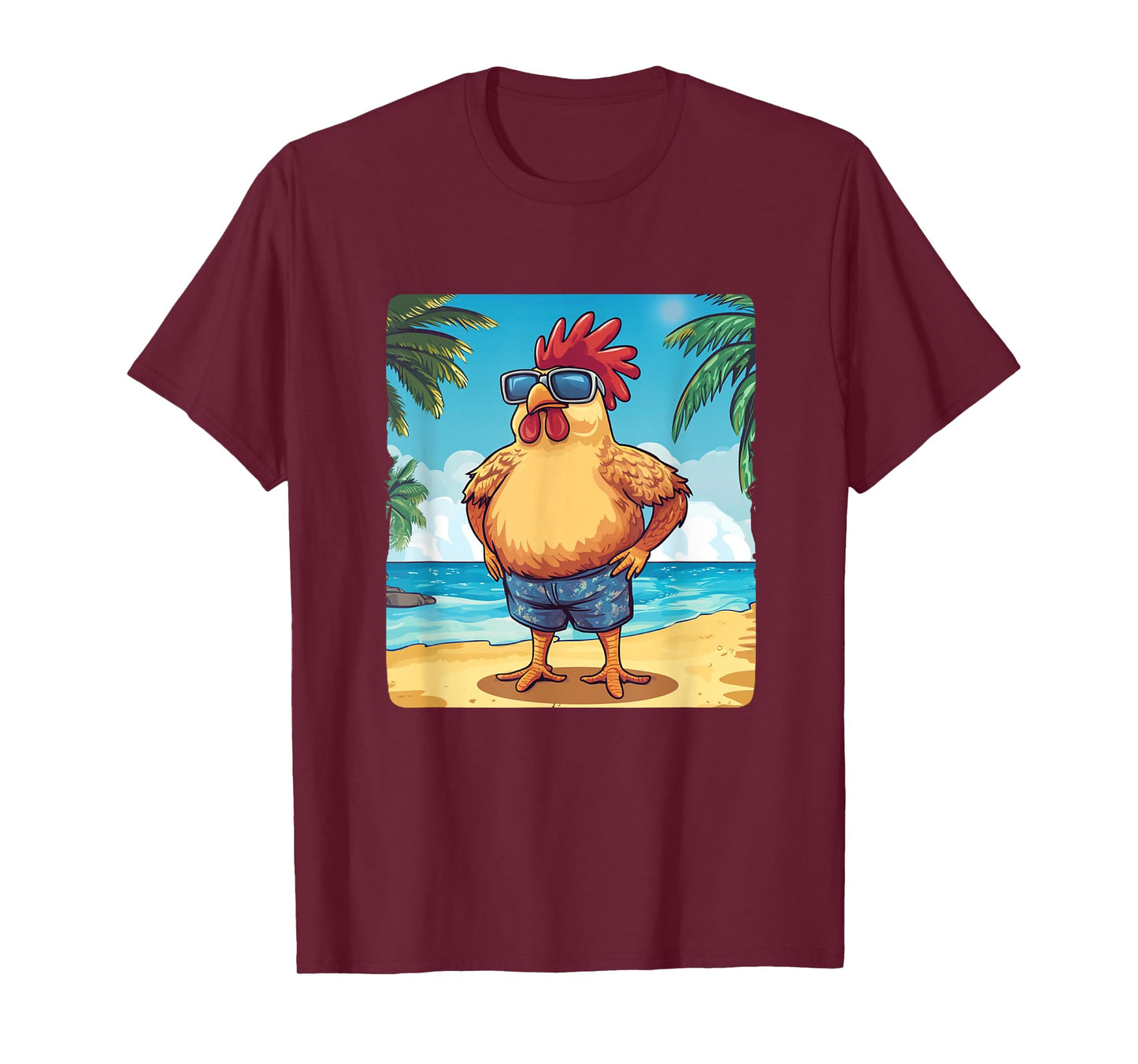 Cool Rooster in Swimsuit and Sunglasses Costume T-Shirt