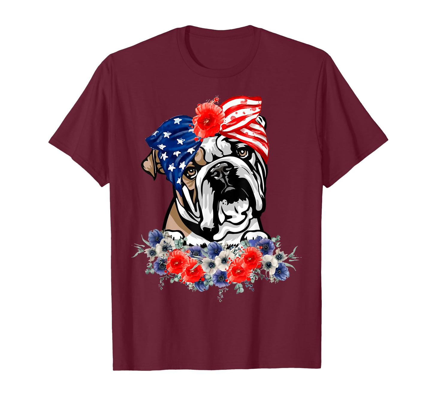 English Bulldog Dog American Flag Patriotic 4th Of July T-Shirt