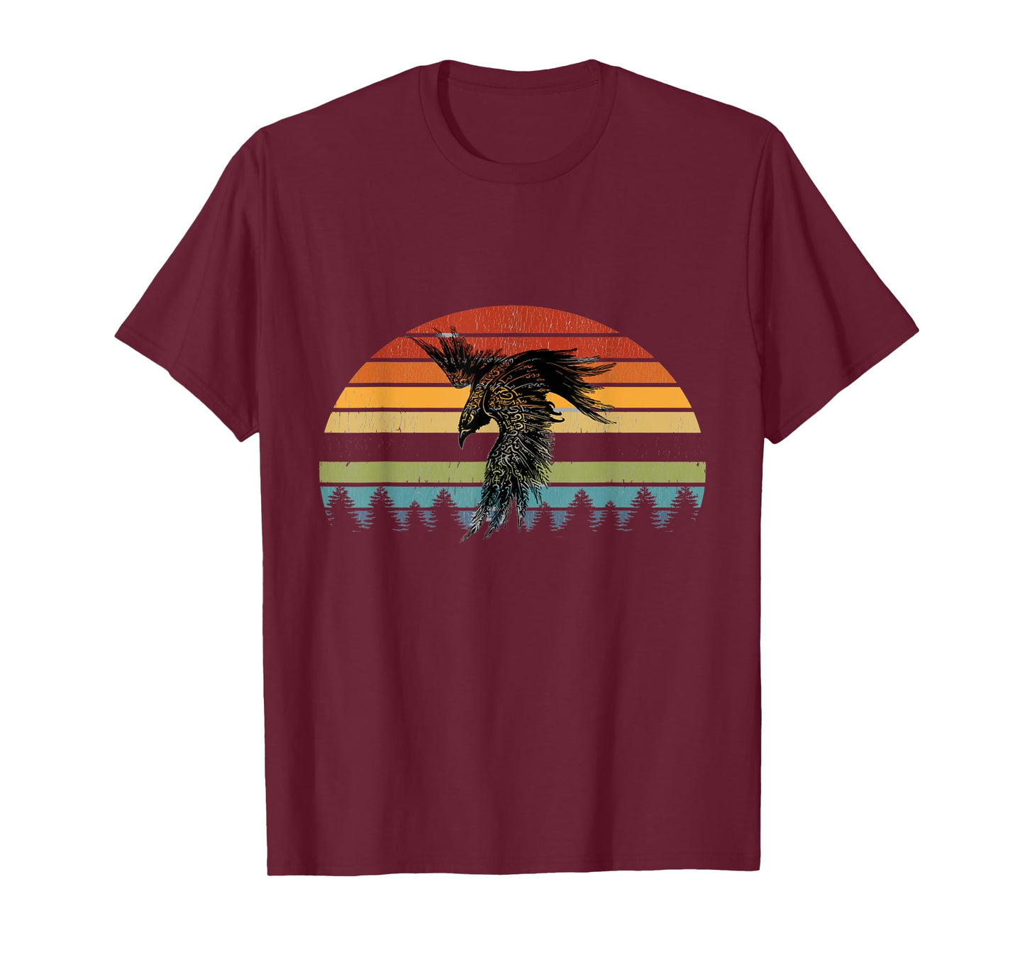 Crow Raven Norse Cool Viking Retro Sun for Vikings lover T-Shirt