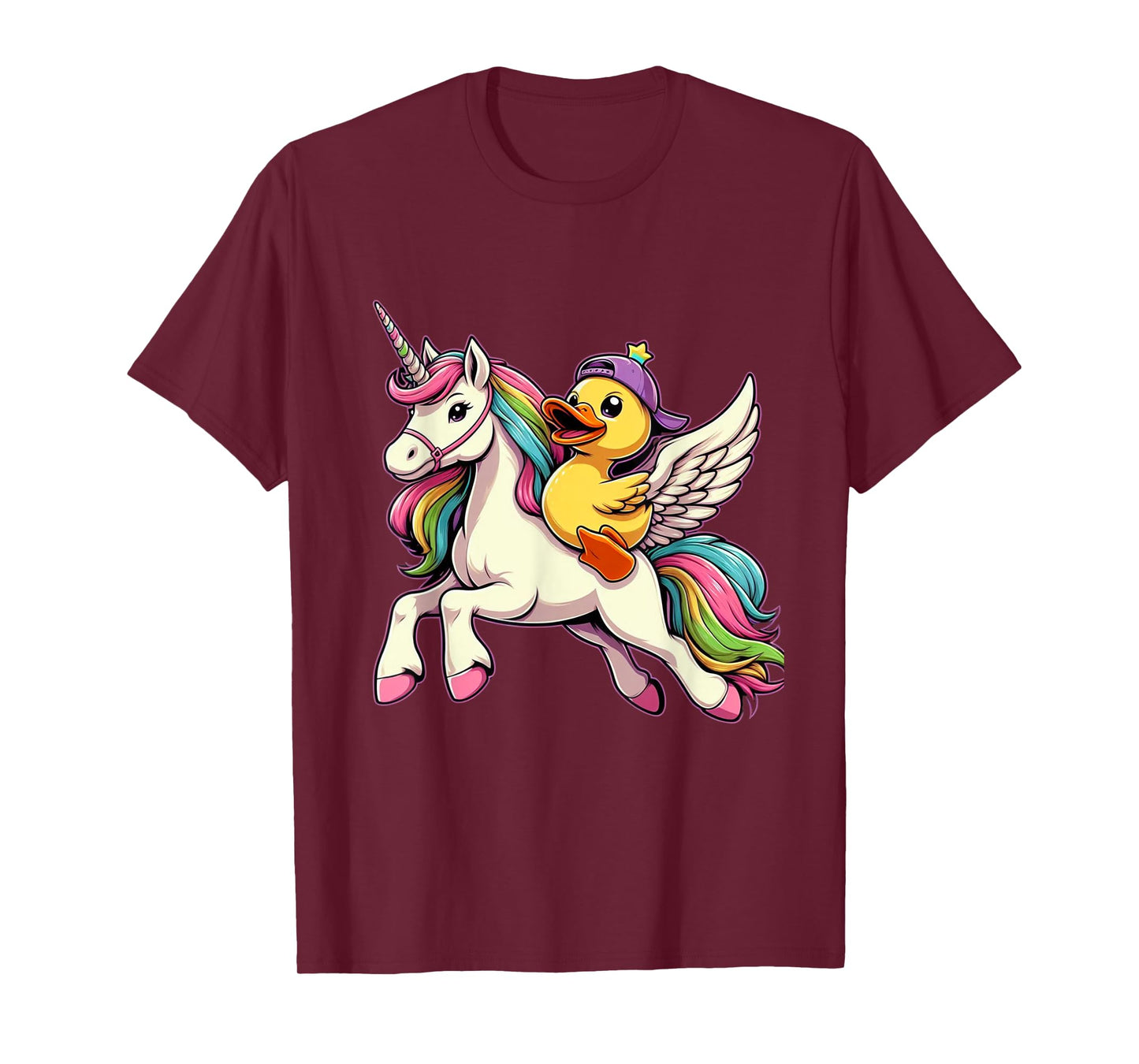 Duck Riding A Unicorn Boys Girls Men Women Kids Adults T-Shirt