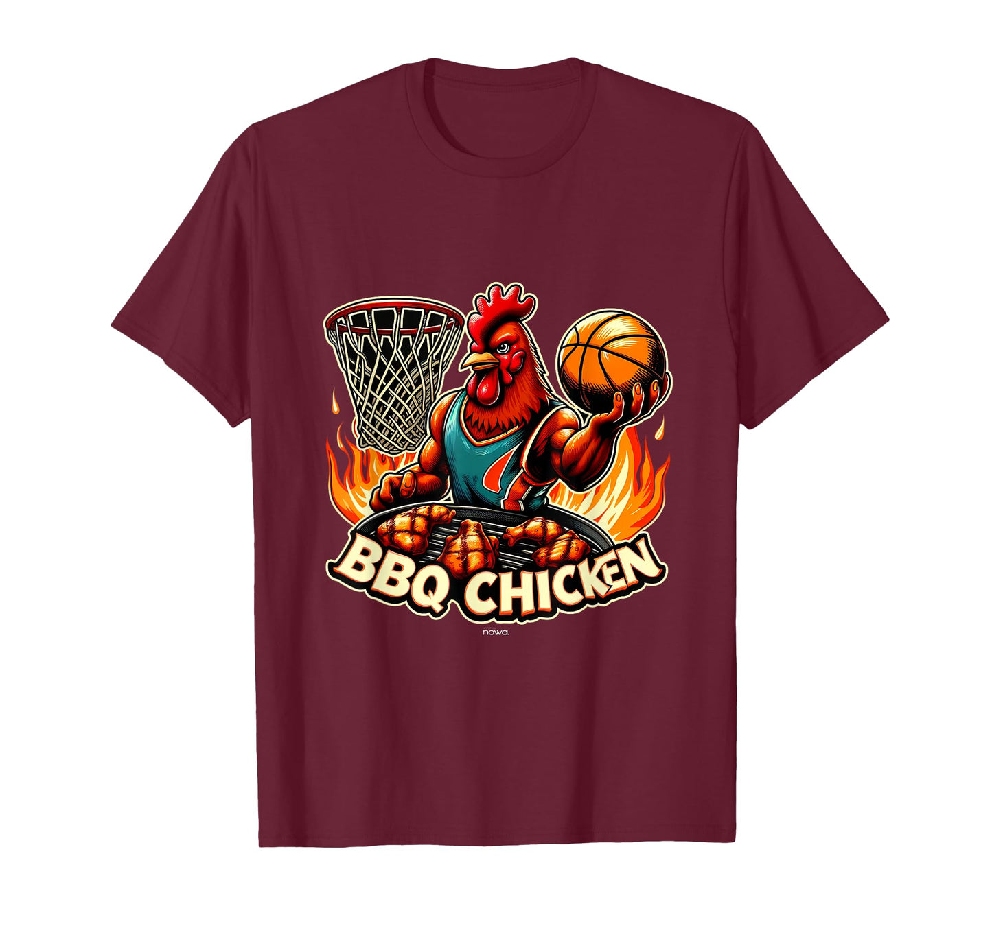 BBQ CHICKEN WITH GRILL ON FLAMES PLAYING BASKETBALL T-Shirt
