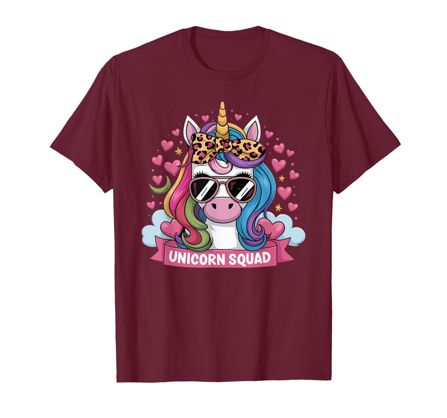 Unicorn Squad - Graceful Unicorn with leopard Bandana Cute T-Shirt