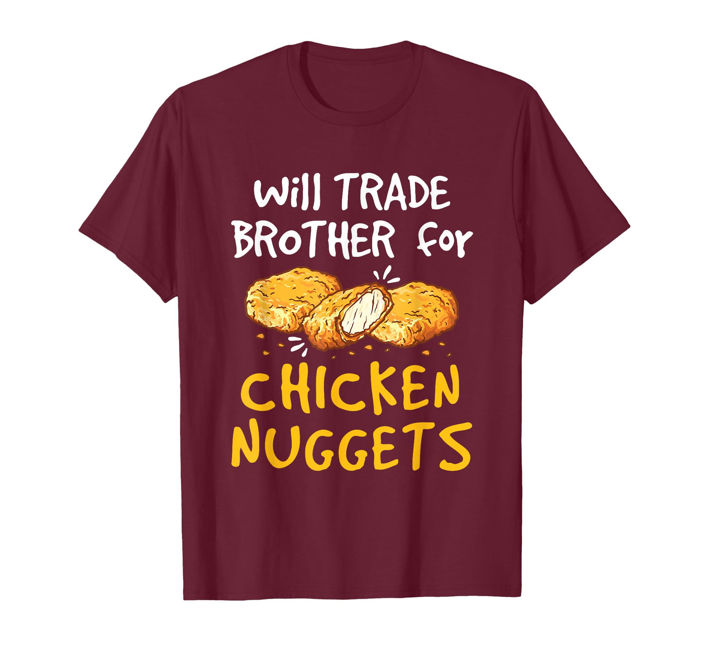 Chicken Nugget Lover Apparel and Gifts Kids Unisex T-Shirt Black Small Modern Fun Crew Neck Short Sleeve Will Trade Brother for Chicken Nuggets Funny Fast Food