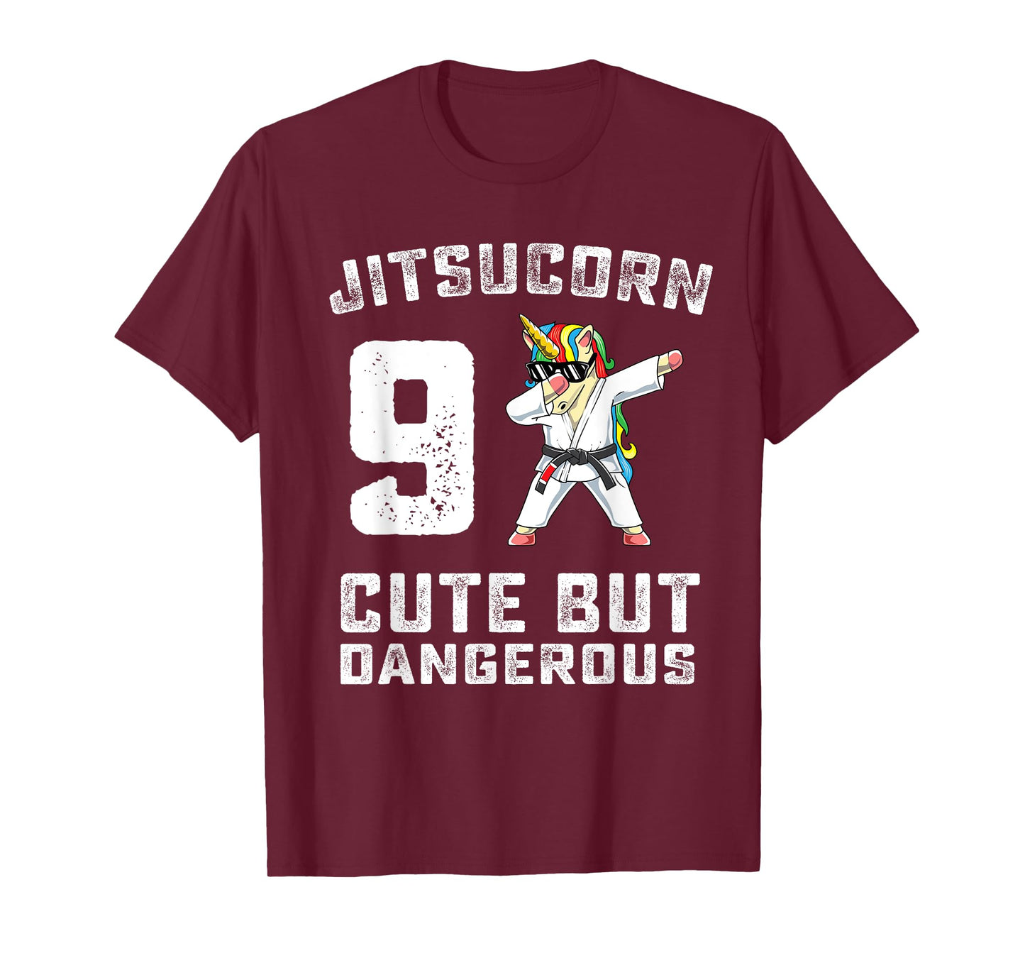9 Year Old Jiu Jitsu Birthday Gift BJJ Dabbing Unicorn Girl T-Shirt