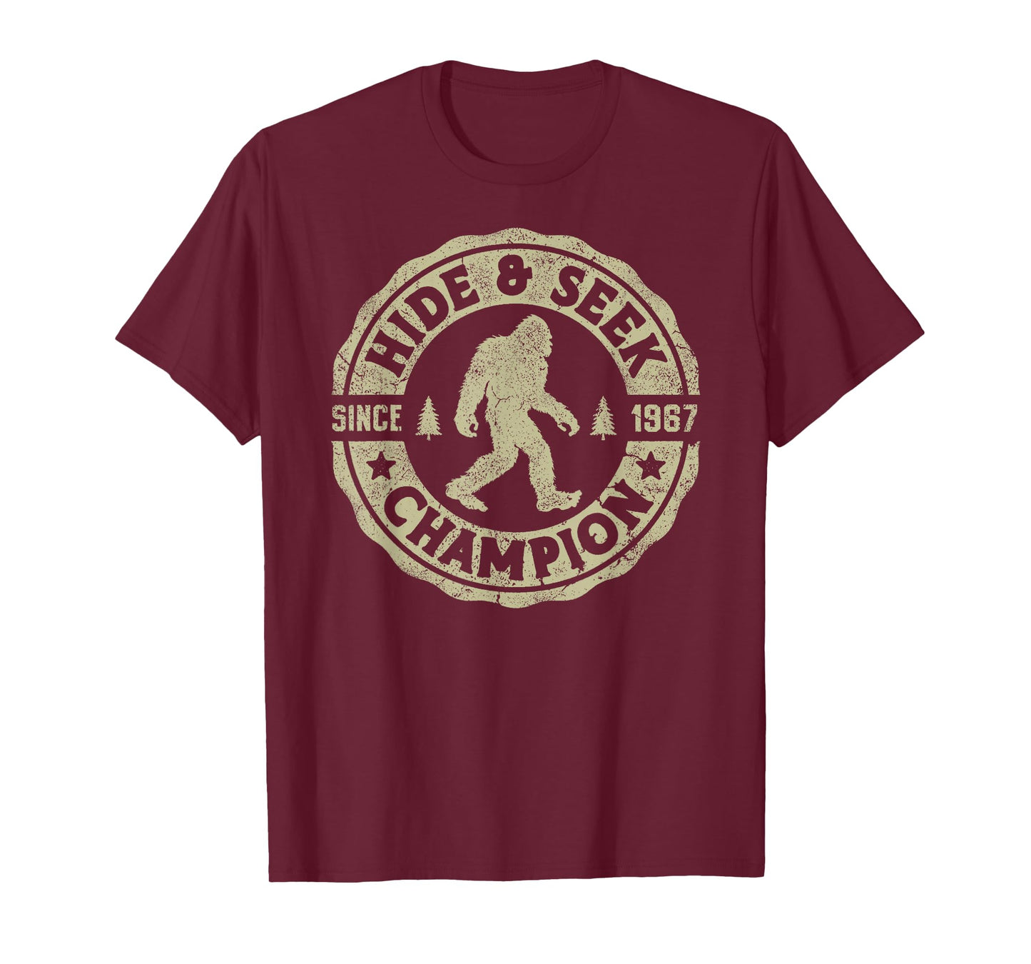 Bigfoot Hide And Seek Champion Funny Sasquatch Retro Vintage T-Shirt