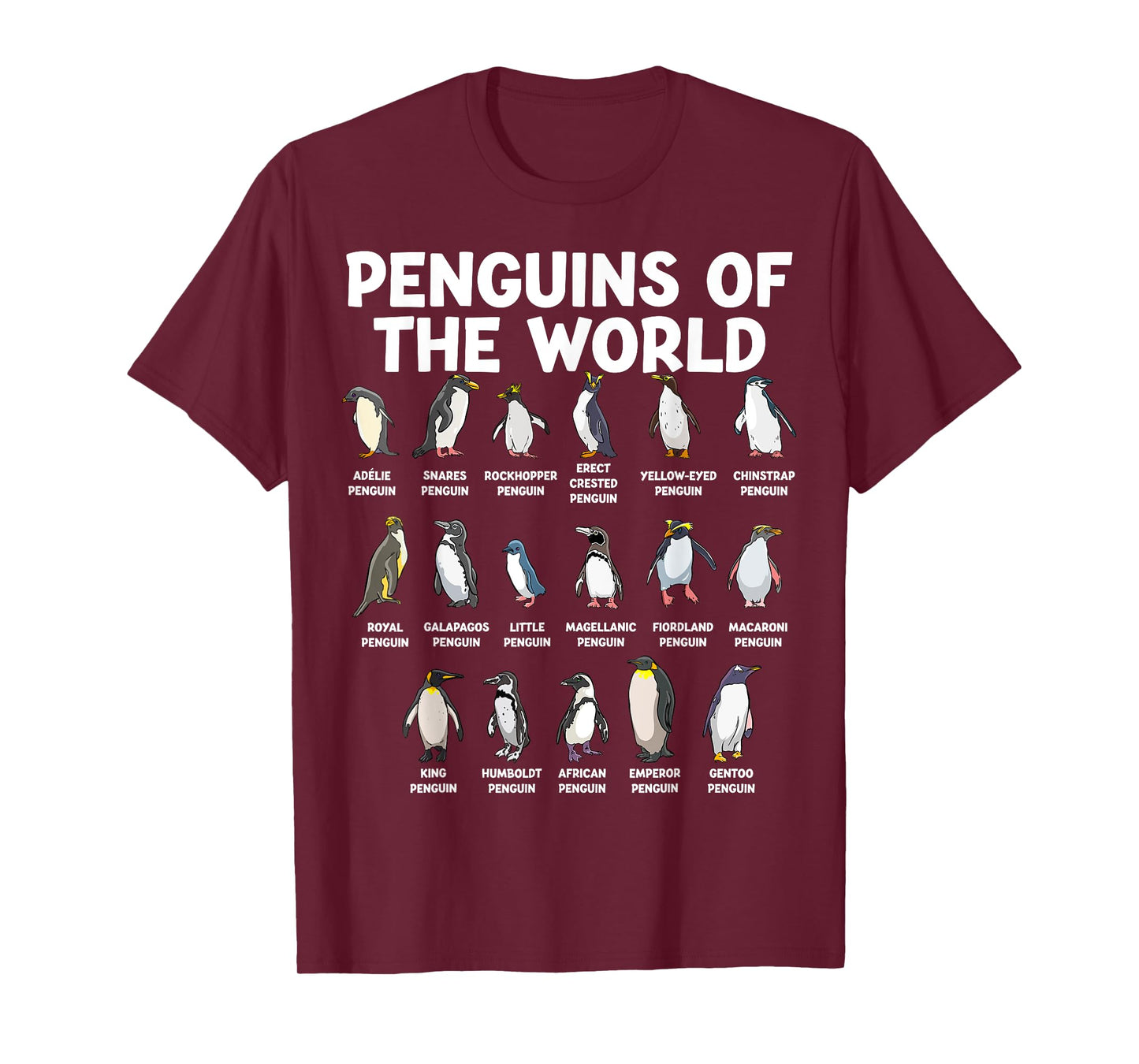 Penguins Of The World Kawaii Types Of Penguins Sea Animal T-Shirt