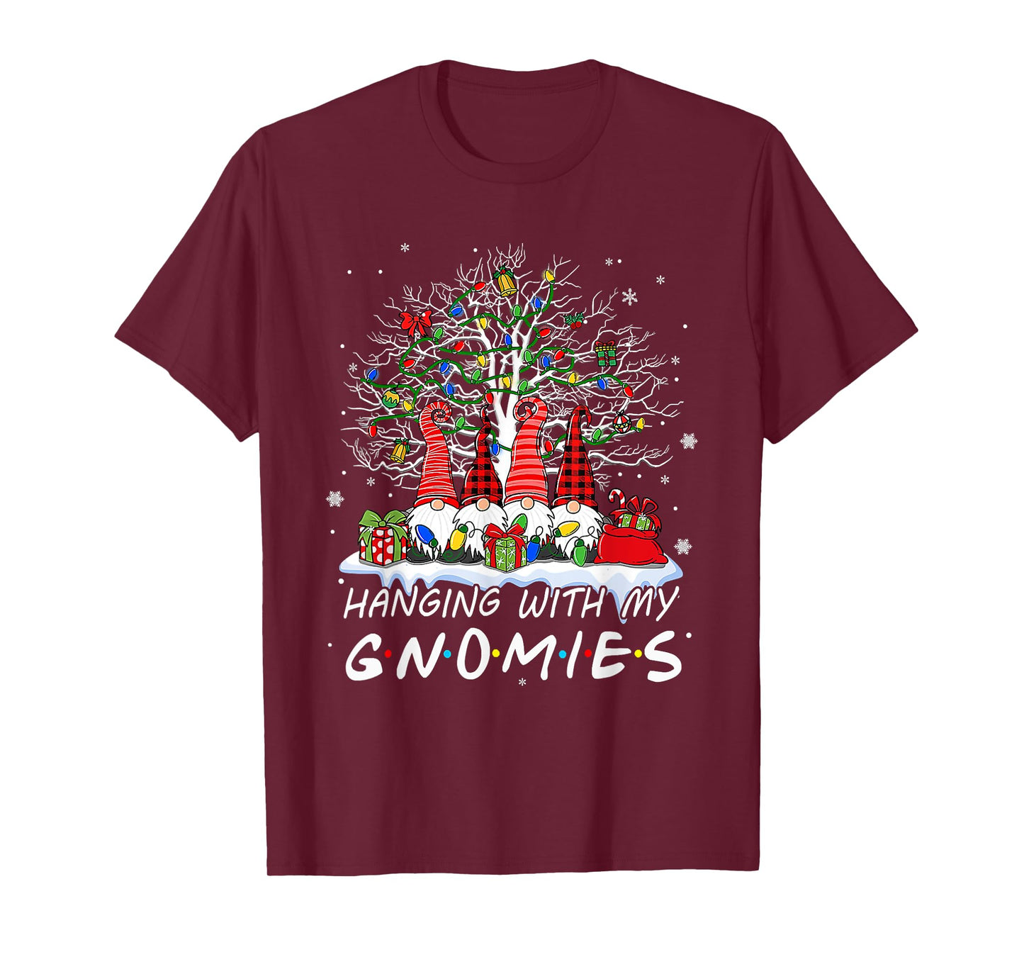 Funny Christmas Gnome Hanging With My Gnomies Xmas Men Women T-Shirt