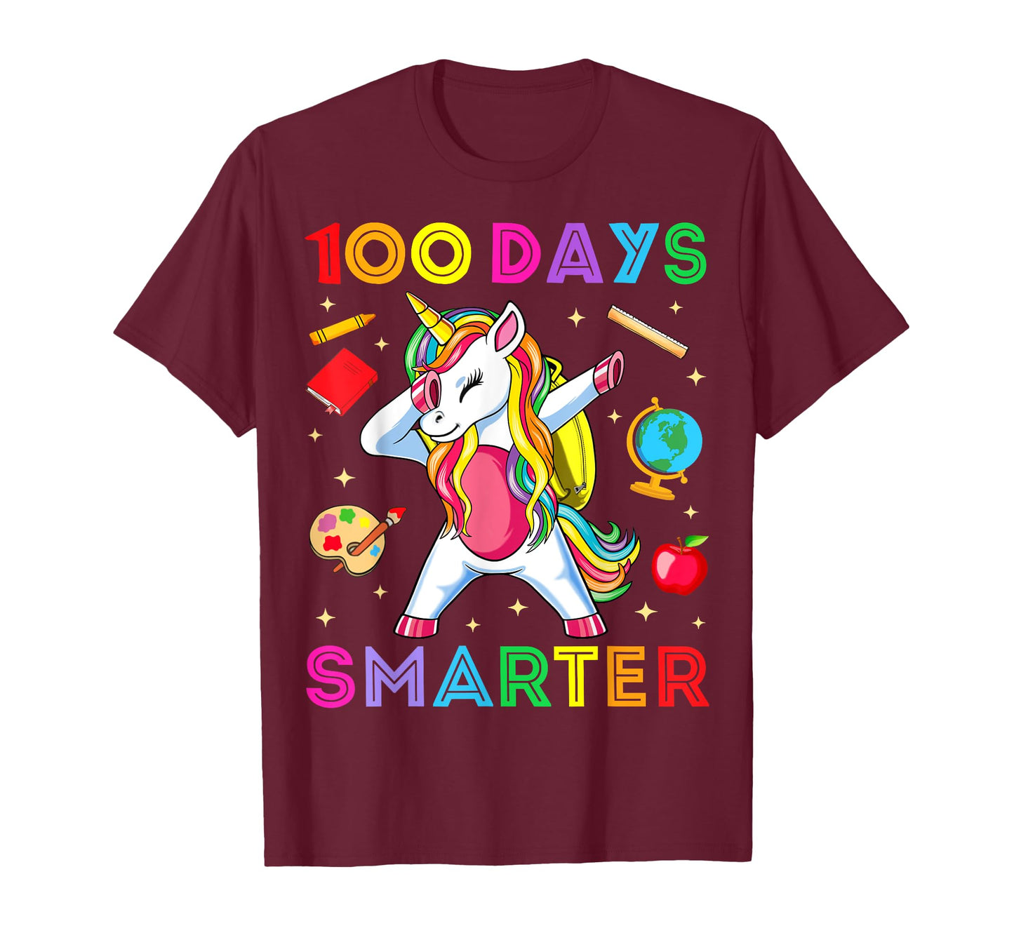100 Days Smarter Kids Girls Unicorn 100th Day of School Gift T-Shirt