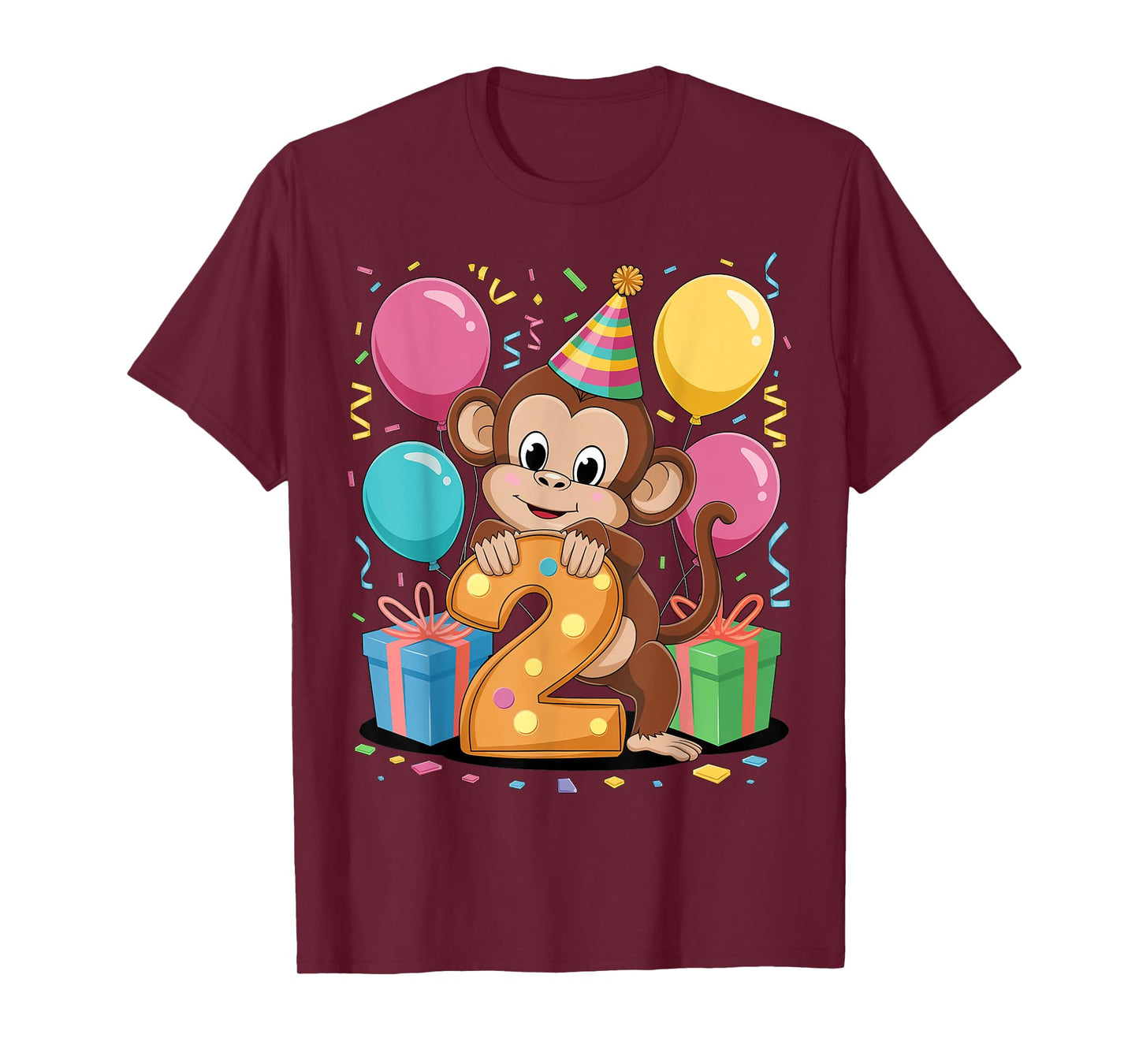 Monkey 2nd birthday boy girl 2 years old second two Monkey T-Shirt