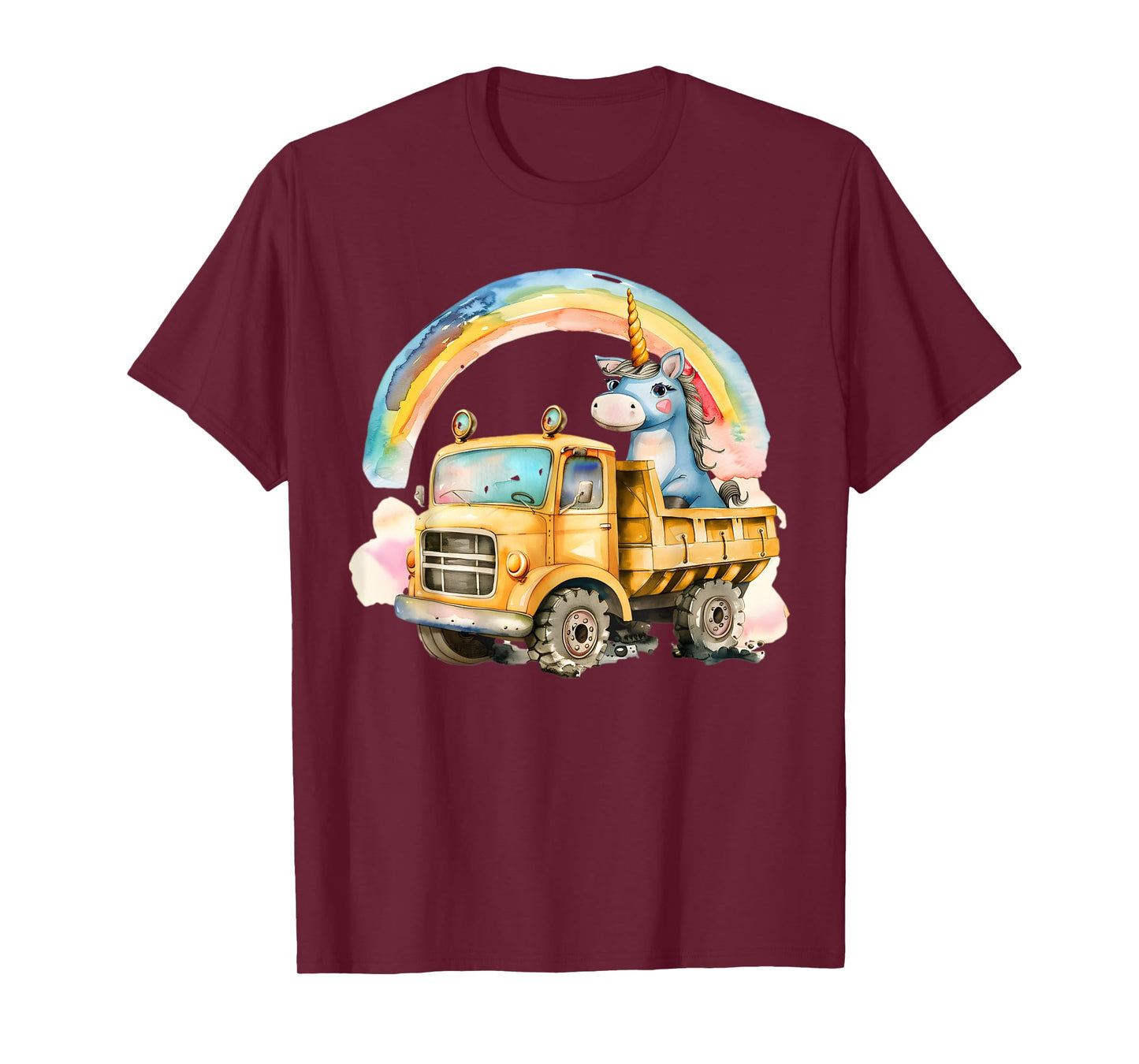 Unicorn Dump Truck - Kids Birthday Party - Watercolor Print T-Shirt