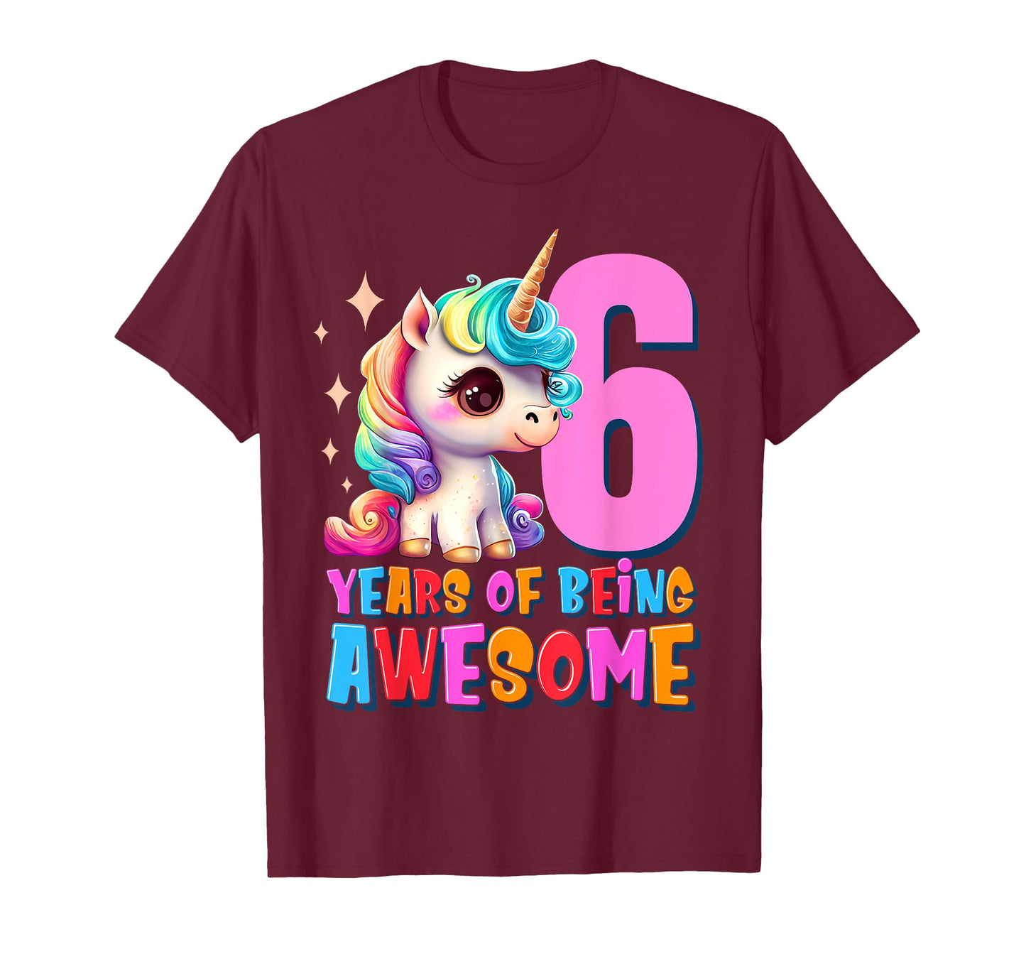 6 Years Old Unicorn Cute Sixth Birthday Party Girls & Boys T-Shirt