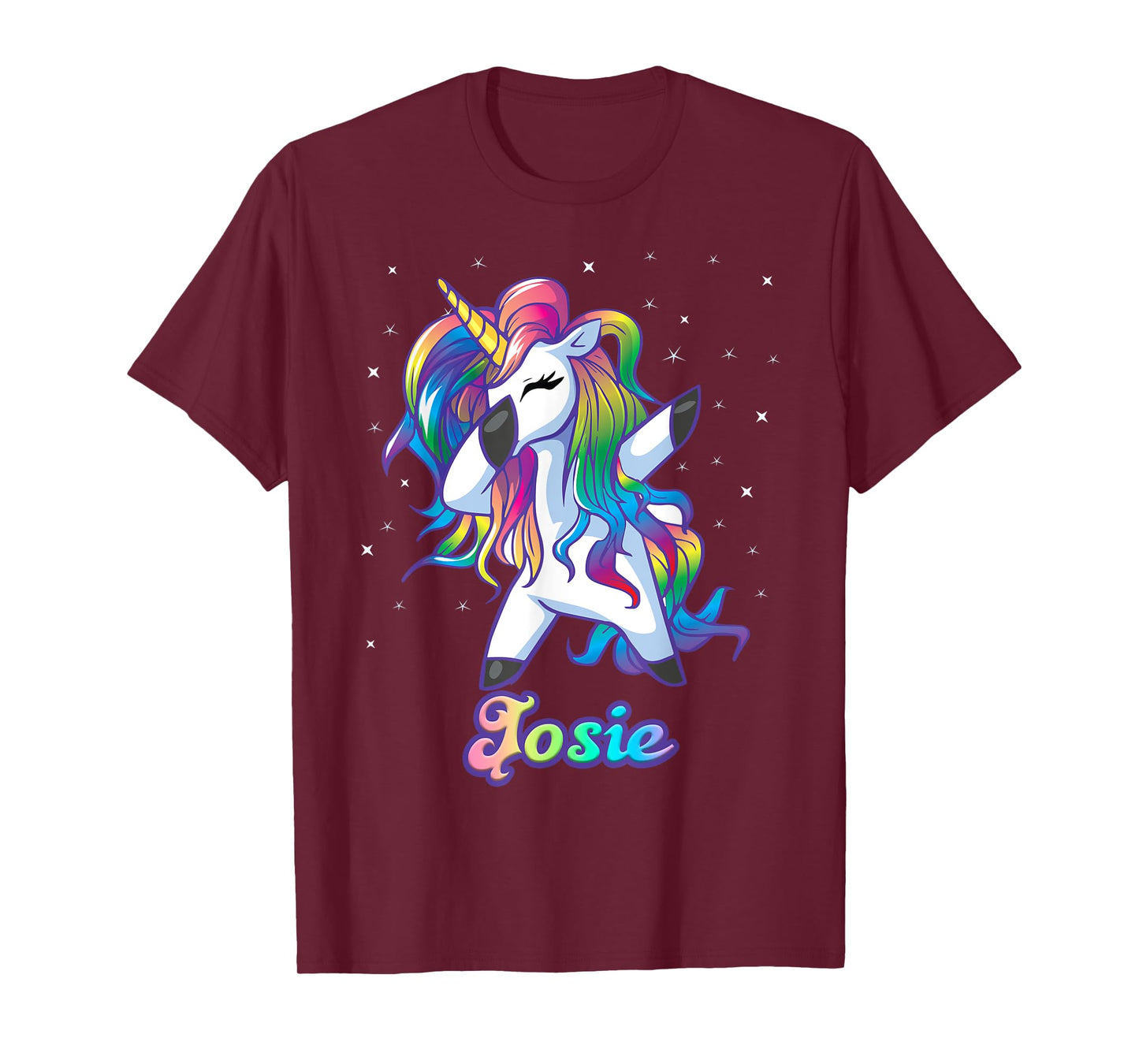 JOSIE Name Personalized Custom Rainbow Unicorn Dabbing T-Shirt