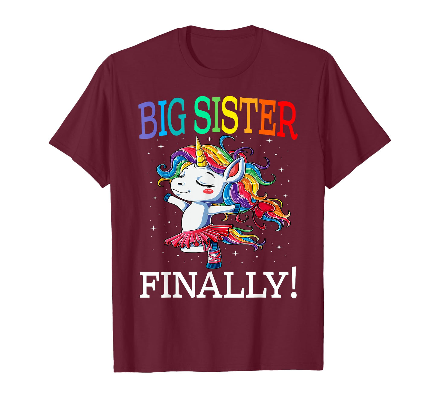 Big Sister Finally Unicorn Shirt - Unicorn Girl T-Shirt, Black, Small