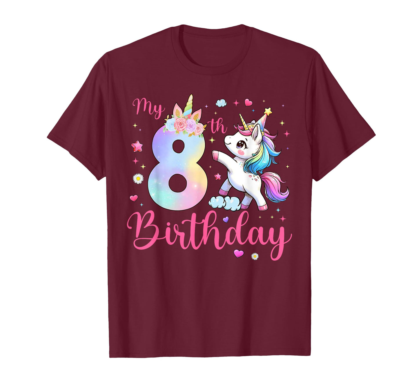 Cute Unicorn 8 Years Old My 8th Birthday Unicorn Girl Kids T-Shirt