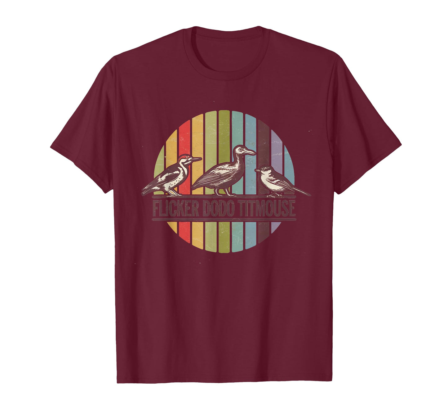 Flicker Dodo Titmouse Retro Birdwatching T-Shirt