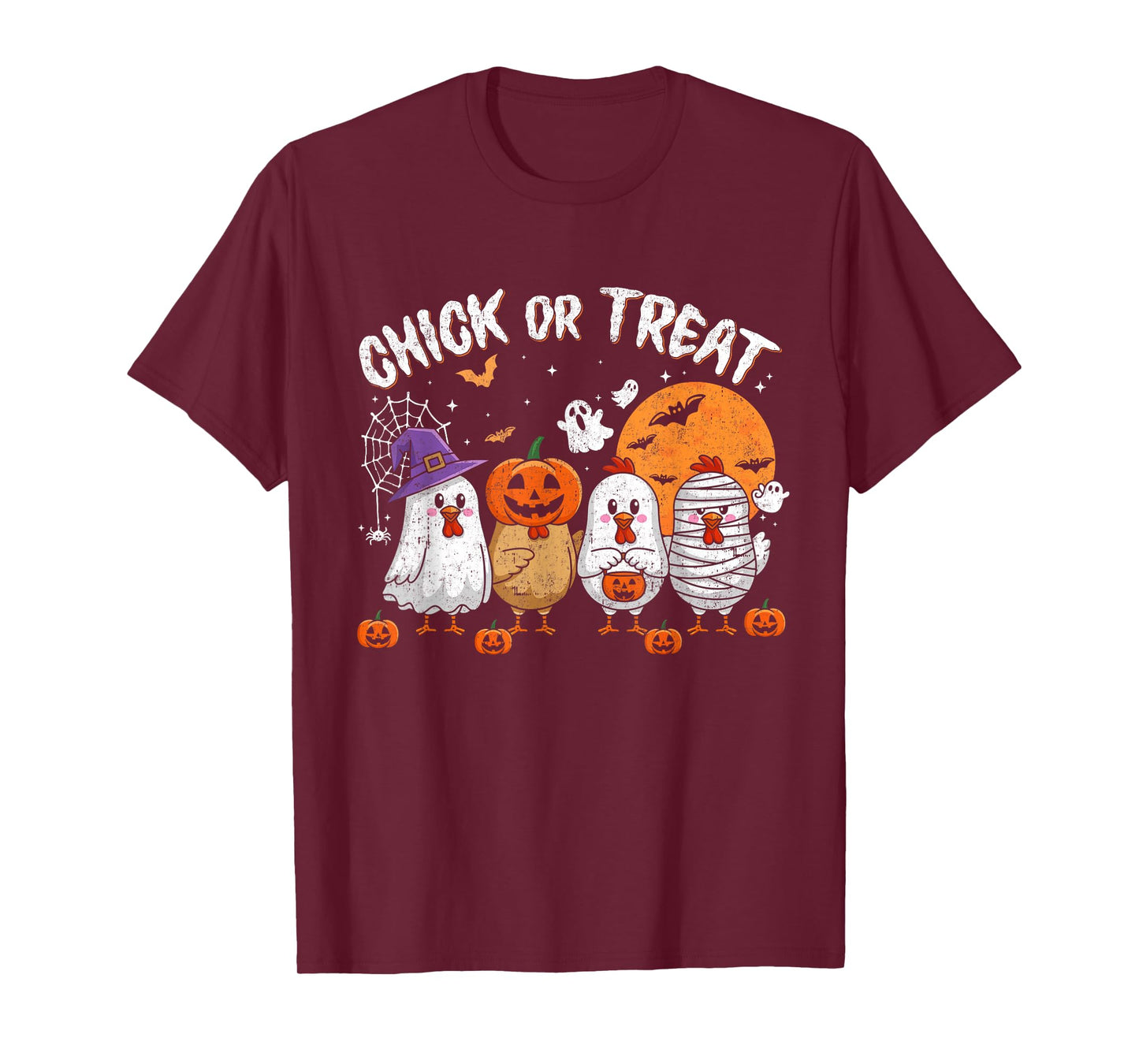 Funny Chick Or Treat Halloween Witch Spooky Chicken T-Shirt