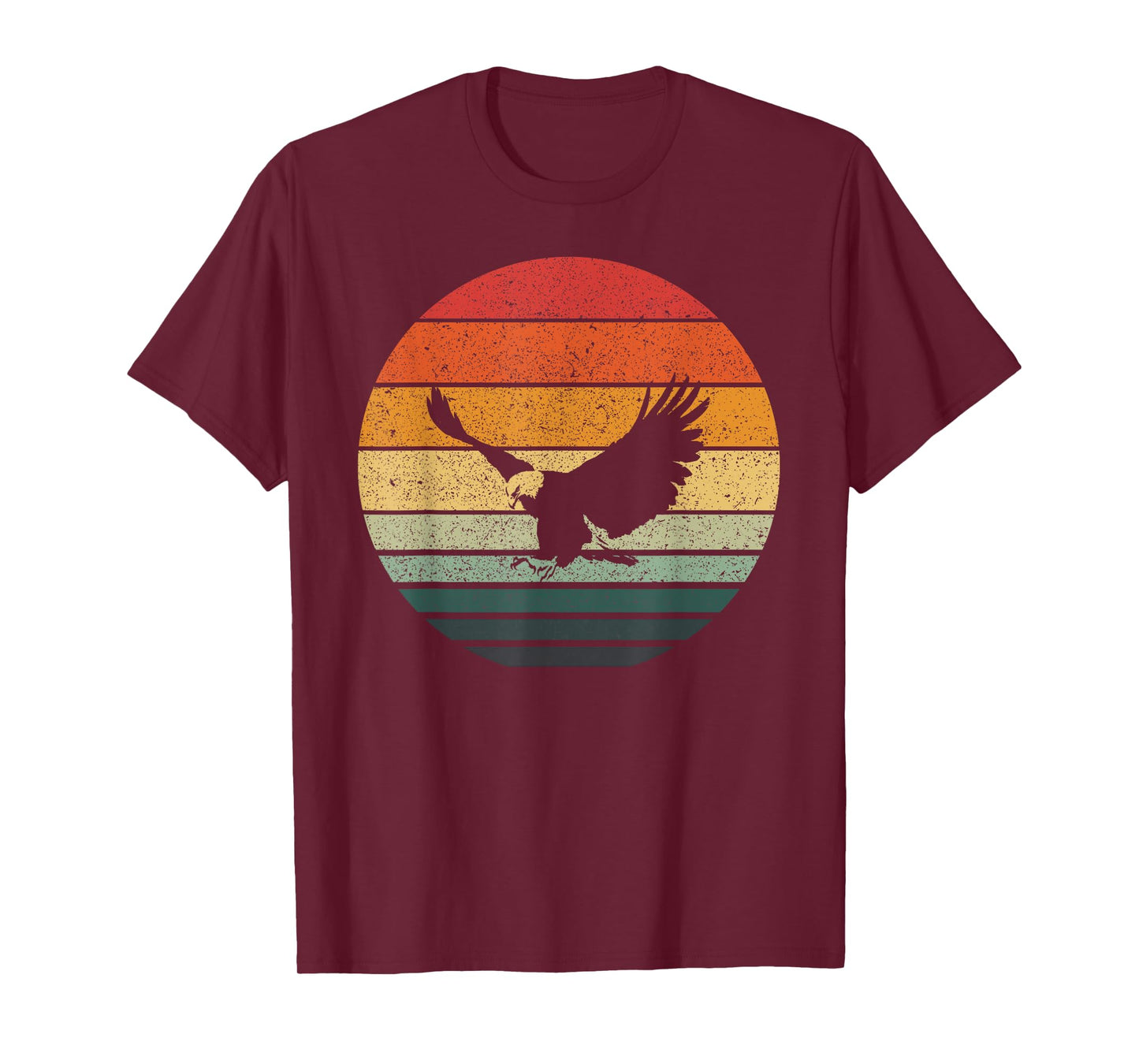 Eagle Hawk Vintage Sunset Tees Retro Art Design Animal Print T-Shirt Black Unisex-Adults Small Classic Fit Pull On Short Sleeve Cotton Blend Machine Wash