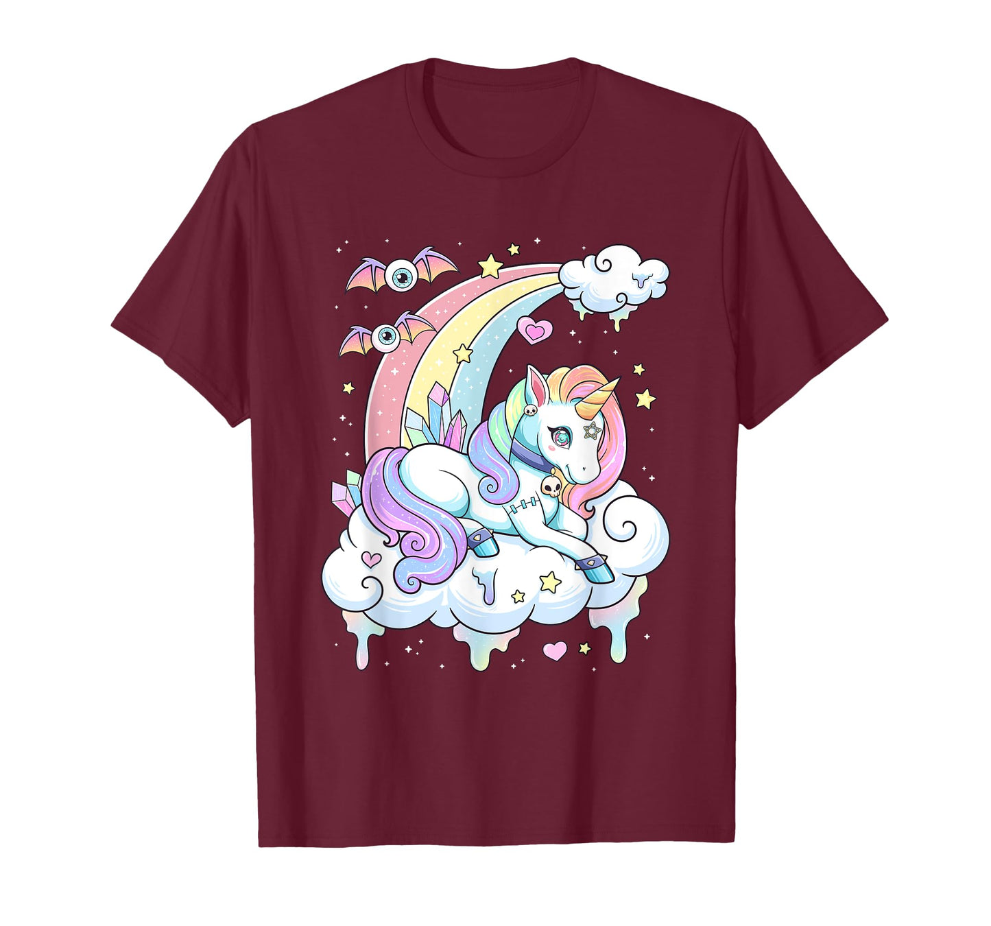 Kawaii Pastel Goth Cute Scary Rainbow Unicorn T-Shirt