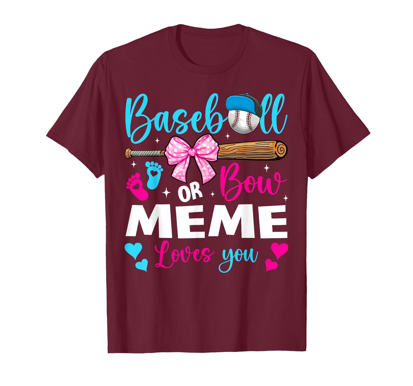 Baseball or Bow Meme Loves You Baseball Gender Reveal T-Shirt