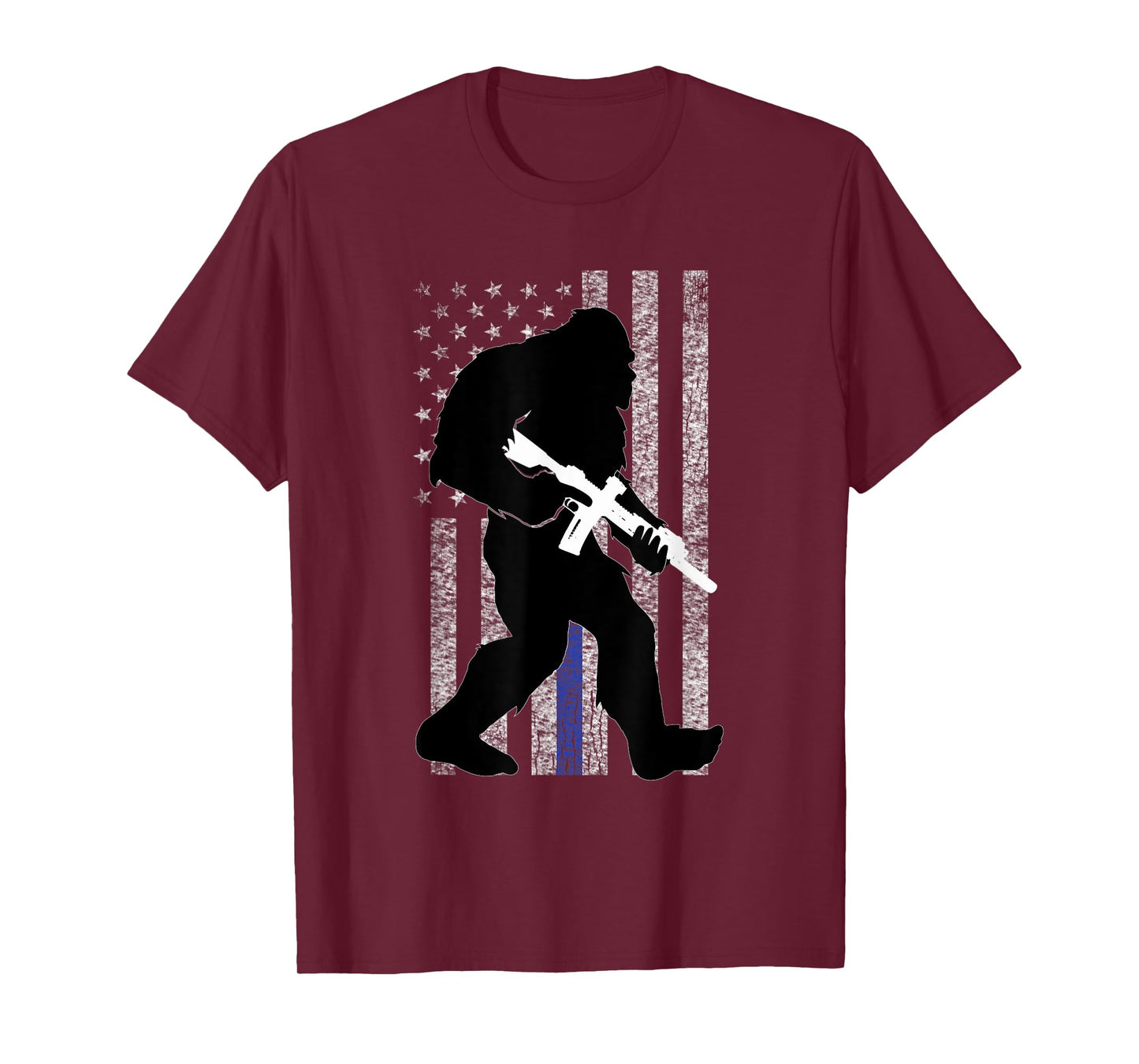 Bigfoot 2nd Amendment Right to Bear Arms Thin Blue Line T-Shirt