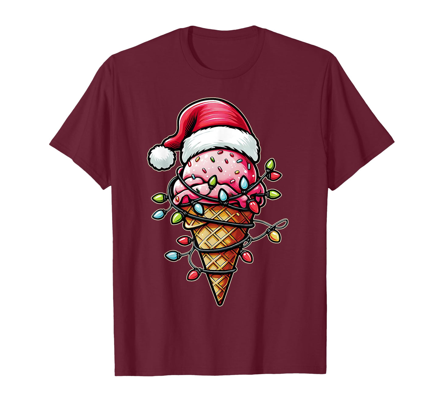 Ice Cream Cone Christmas Hat Xmas T-Shirt