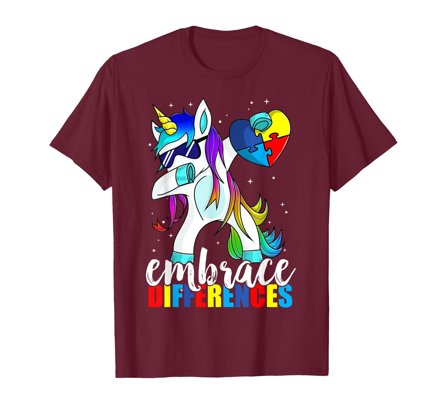 Dabbing Unicorn Embrace Differences Boys Girls Kids Adults T-Shirt