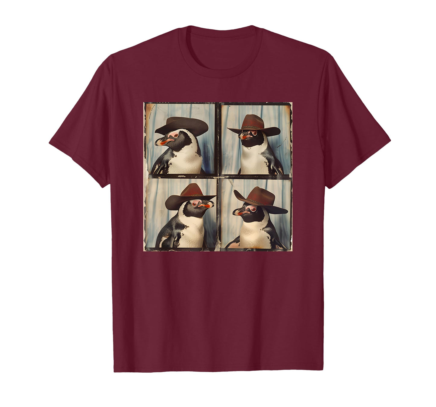 Penguin In Hat Funny Zoo Animal Photobooth Penguin Cowboy T-Shirt