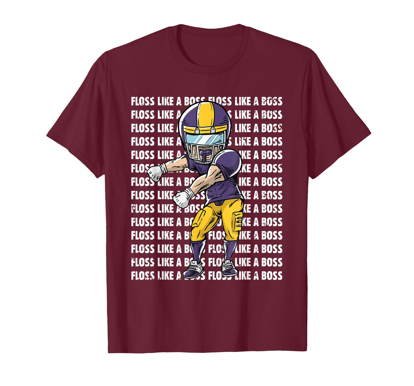 Floss Like A Boss Youth Shirt - Gold Purple Football TShirt T-Shirt