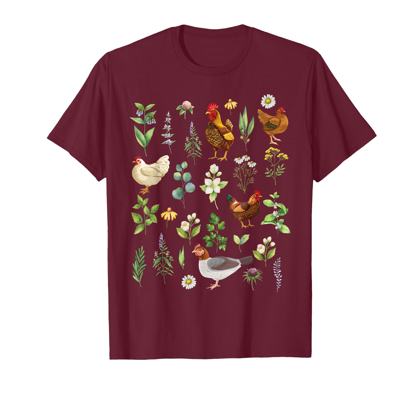 Wildflower Chicken Garden Farm Animal Lover Floral Farmer T-Shirt