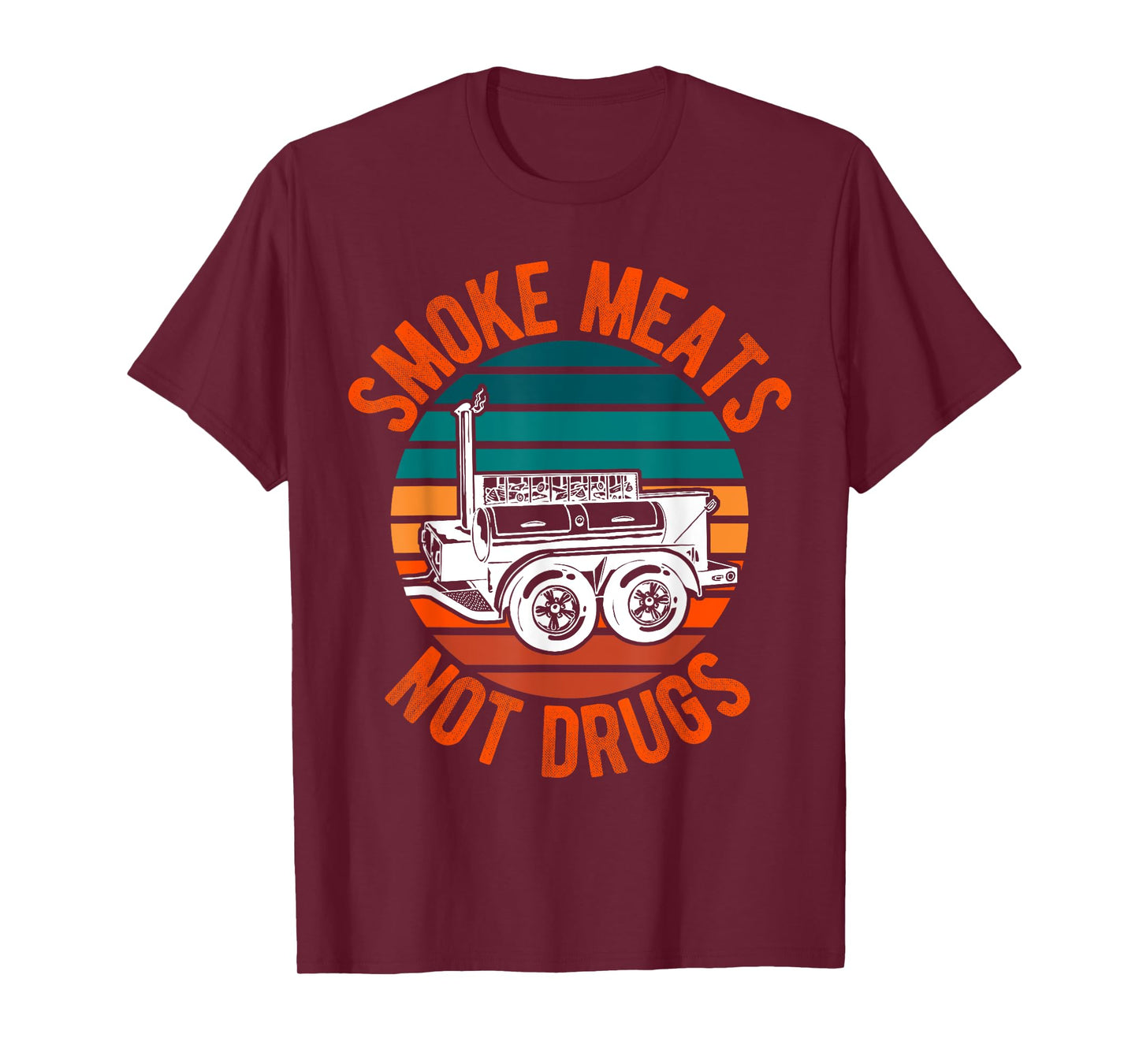 Smoke Meats Not Drugs Funny BBQ Grill Smoker Vintage Sunset T-Shirt for Men Women