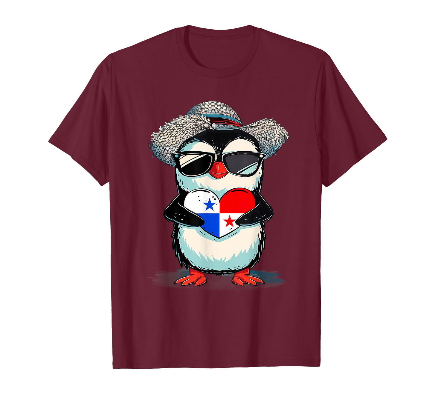Panama Cute Penguin Heart Panamanian Roots Panamanian Flag T-Shirt