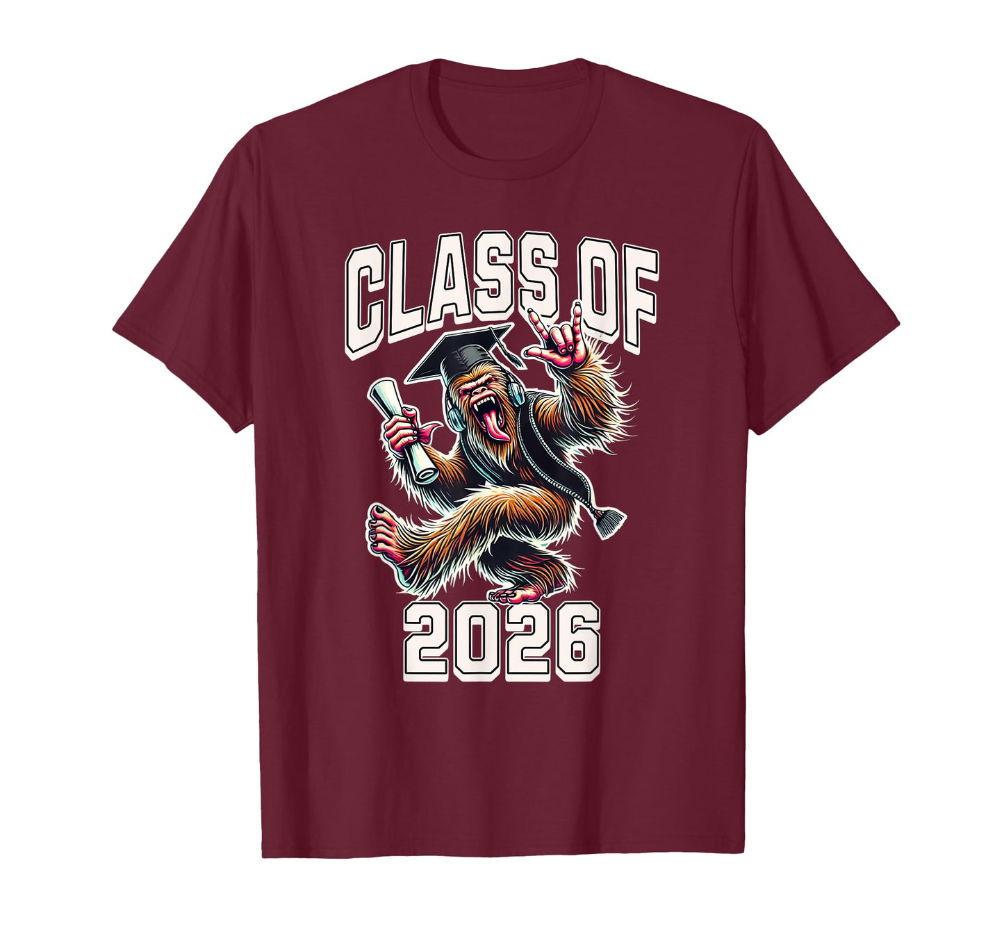 Class of 2026 Graduation Bigfoot Rock On T-Shirt