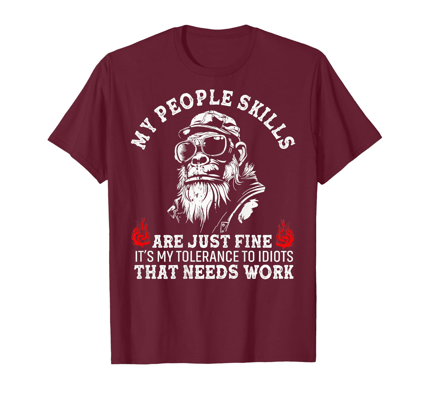 My People Skills Are Just Fine Monkey Funny (ON BACK) T-Shirt