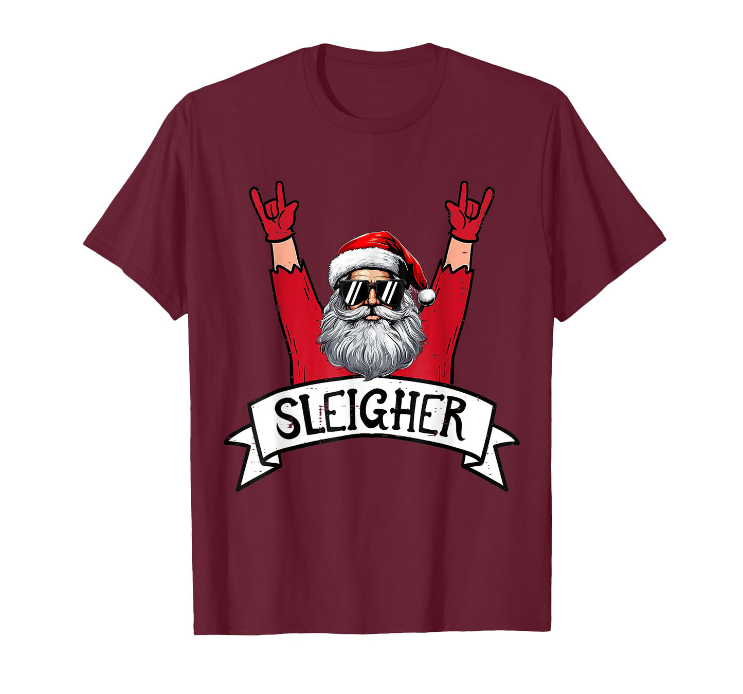 Christmas Sleigher Santa Rock Xmas Rocker Men Women Kids Boy T-Shirt