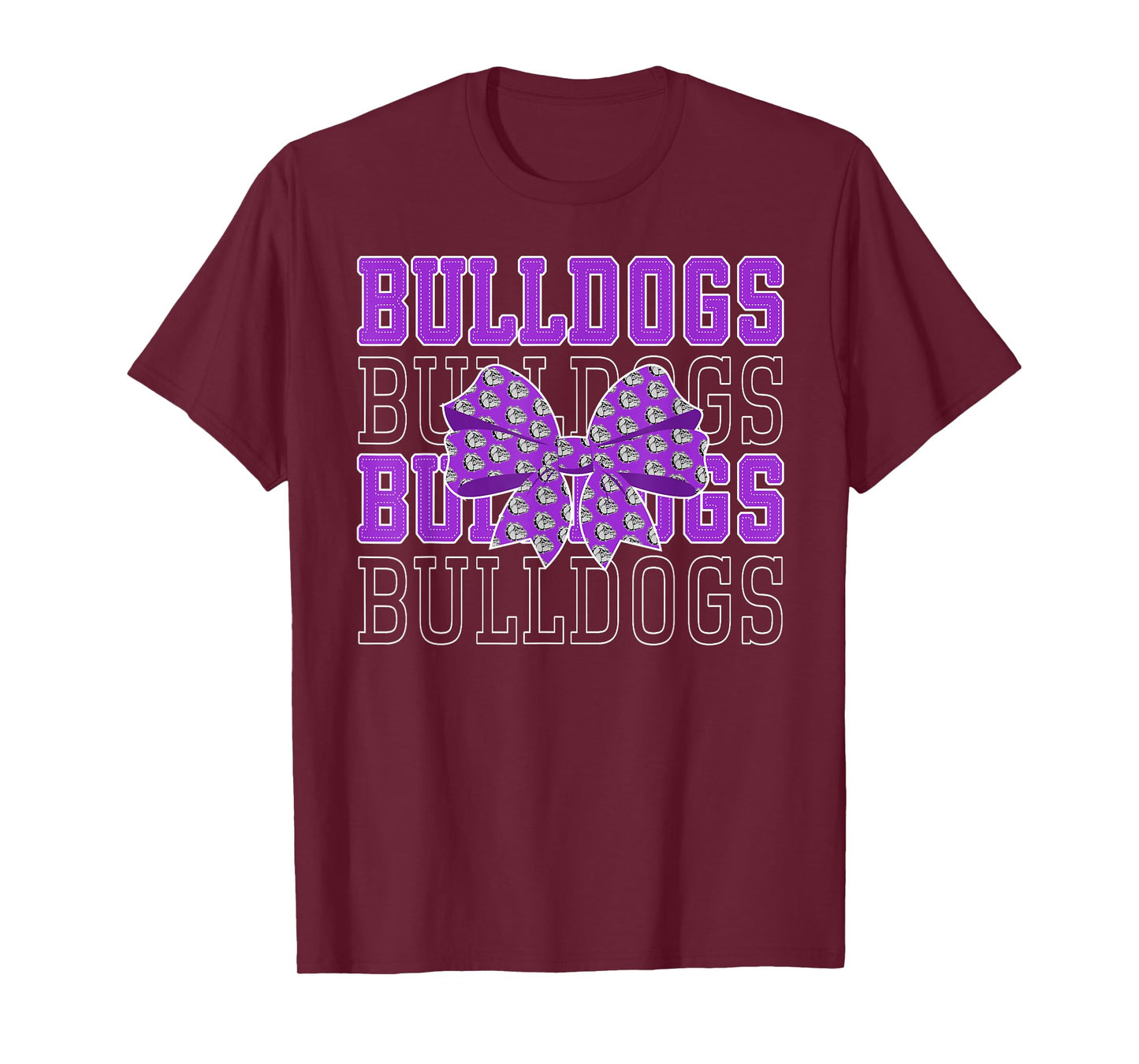 Purple Bulldogs Coquette Bow Bulldog Pride School Spirit T-Shirt