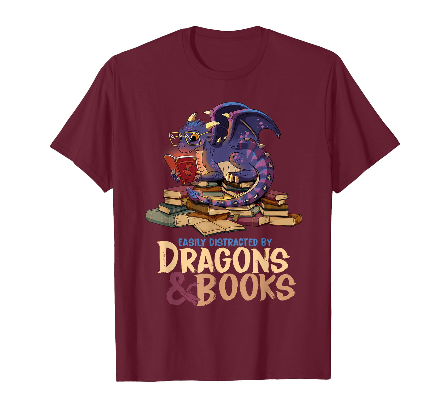 Easily Distracted By Dragons And Books Dragon Book Lover T-Shirt